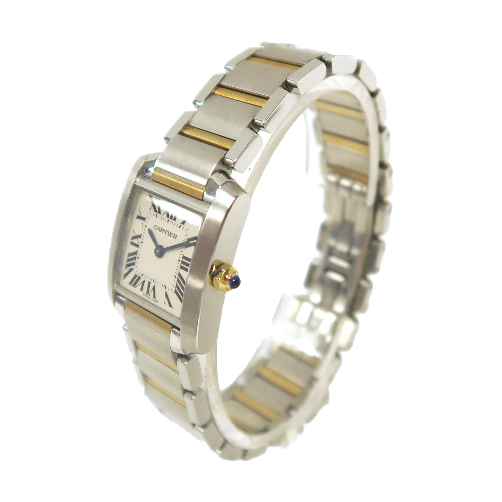 CARTIER 18K白金/黃金/不鏽鋼Tank Francaise SM石英機芯白色