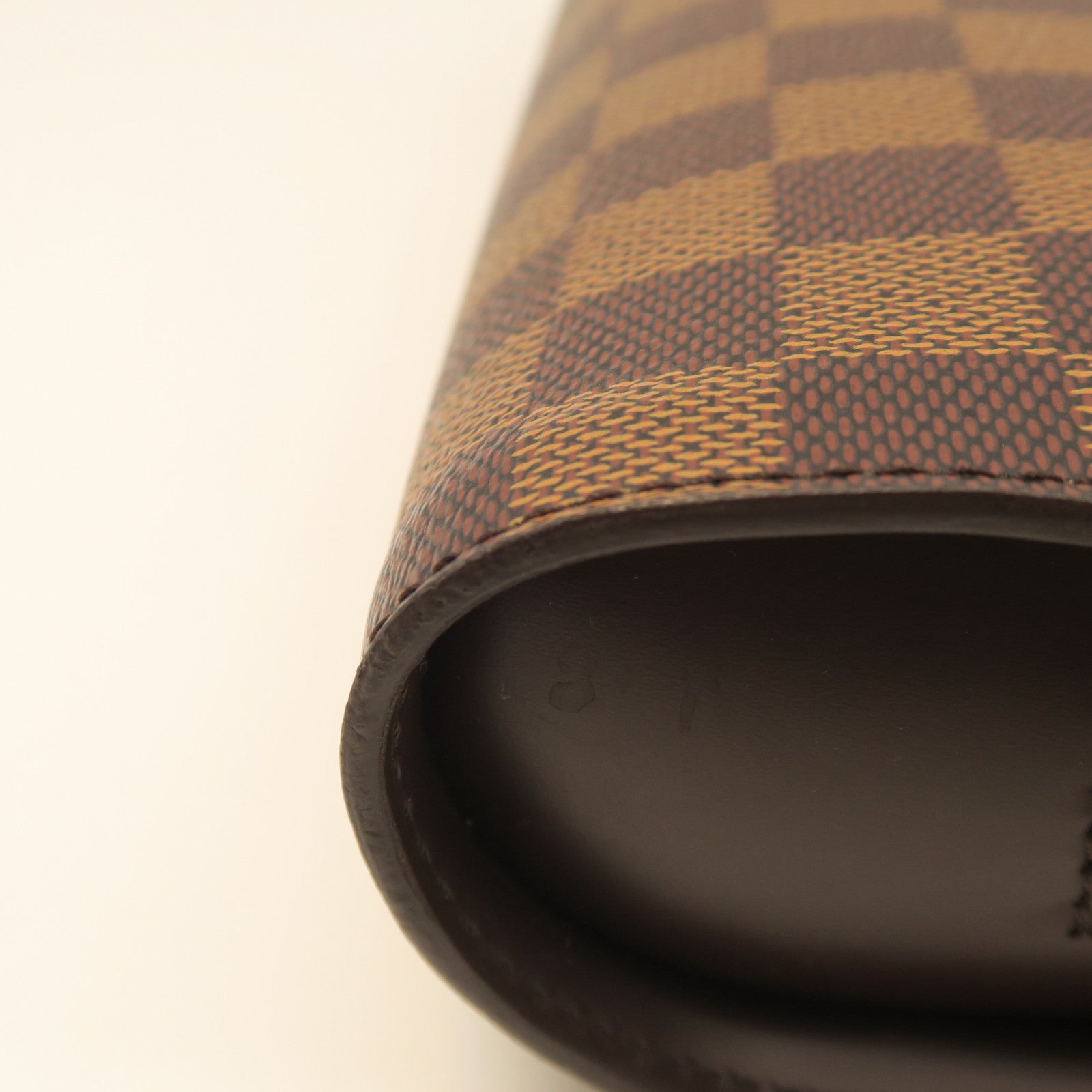 LOUIS VUITTON Damier Saint Louis Gold Buckle Clutch Brown