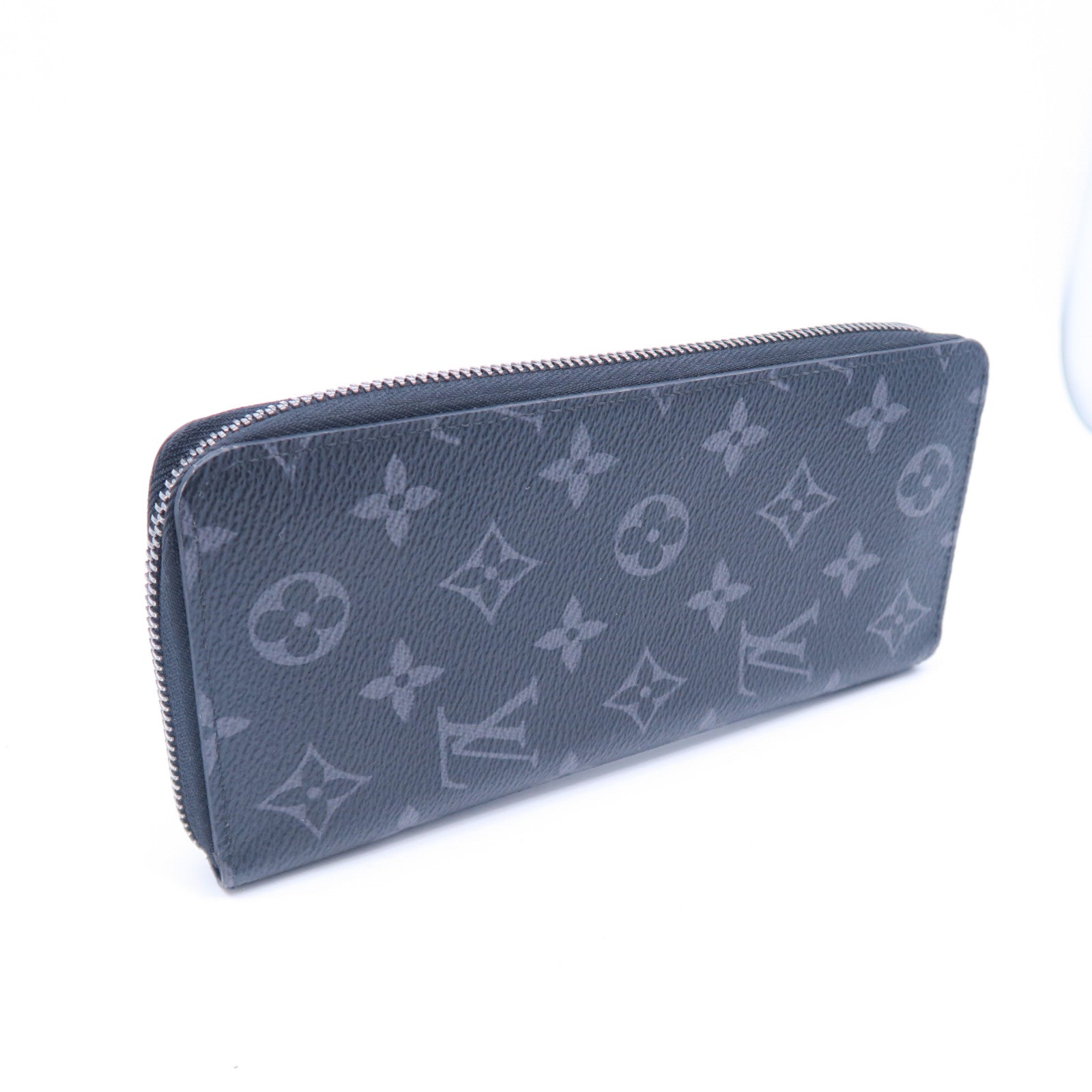 LOUIS VUITTON Monogram Eclipse Zippy Vertical Wallet銀扣長錢包黑色