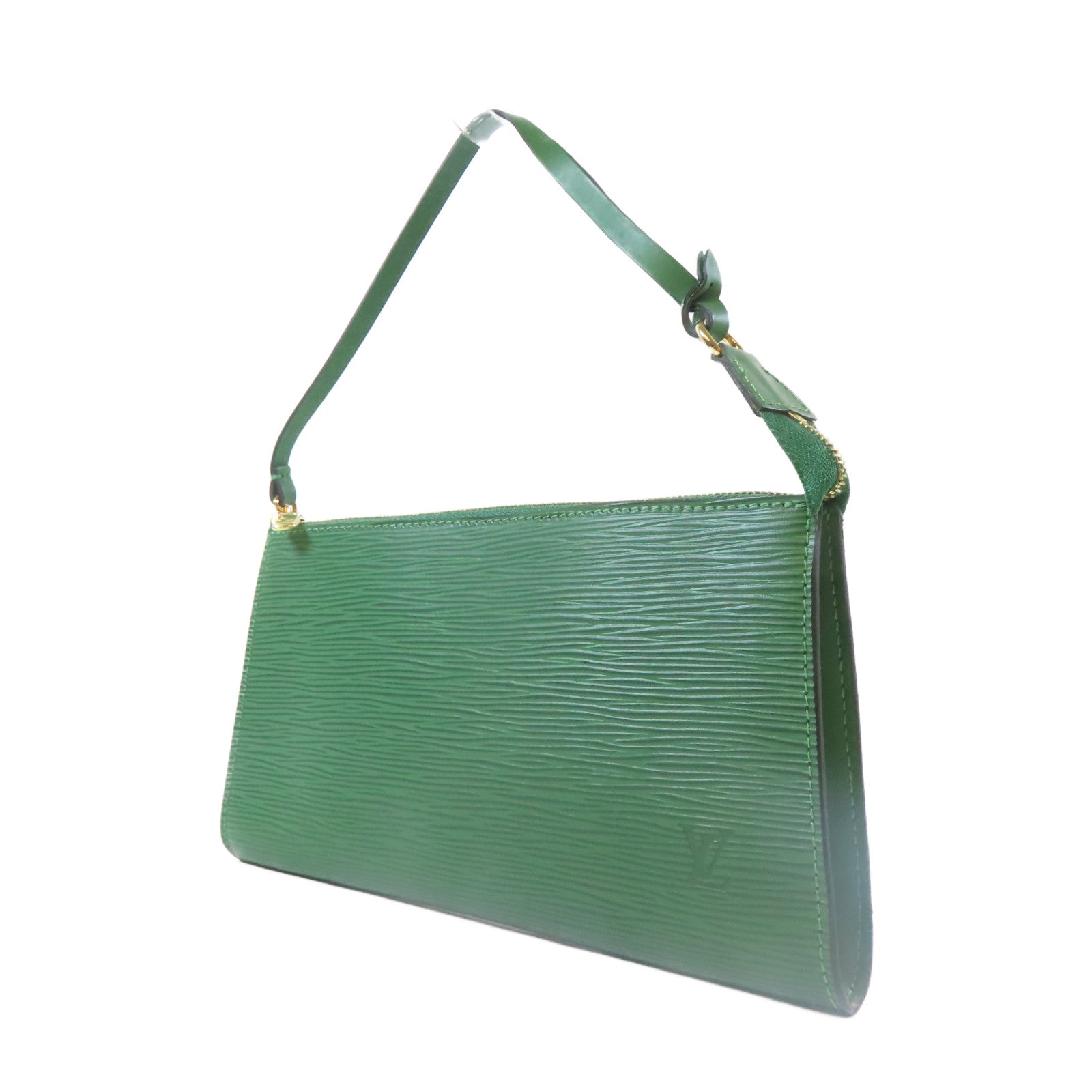 LOUIS VUITTON Epi Pochette Accessories金扣手挽袋綠色