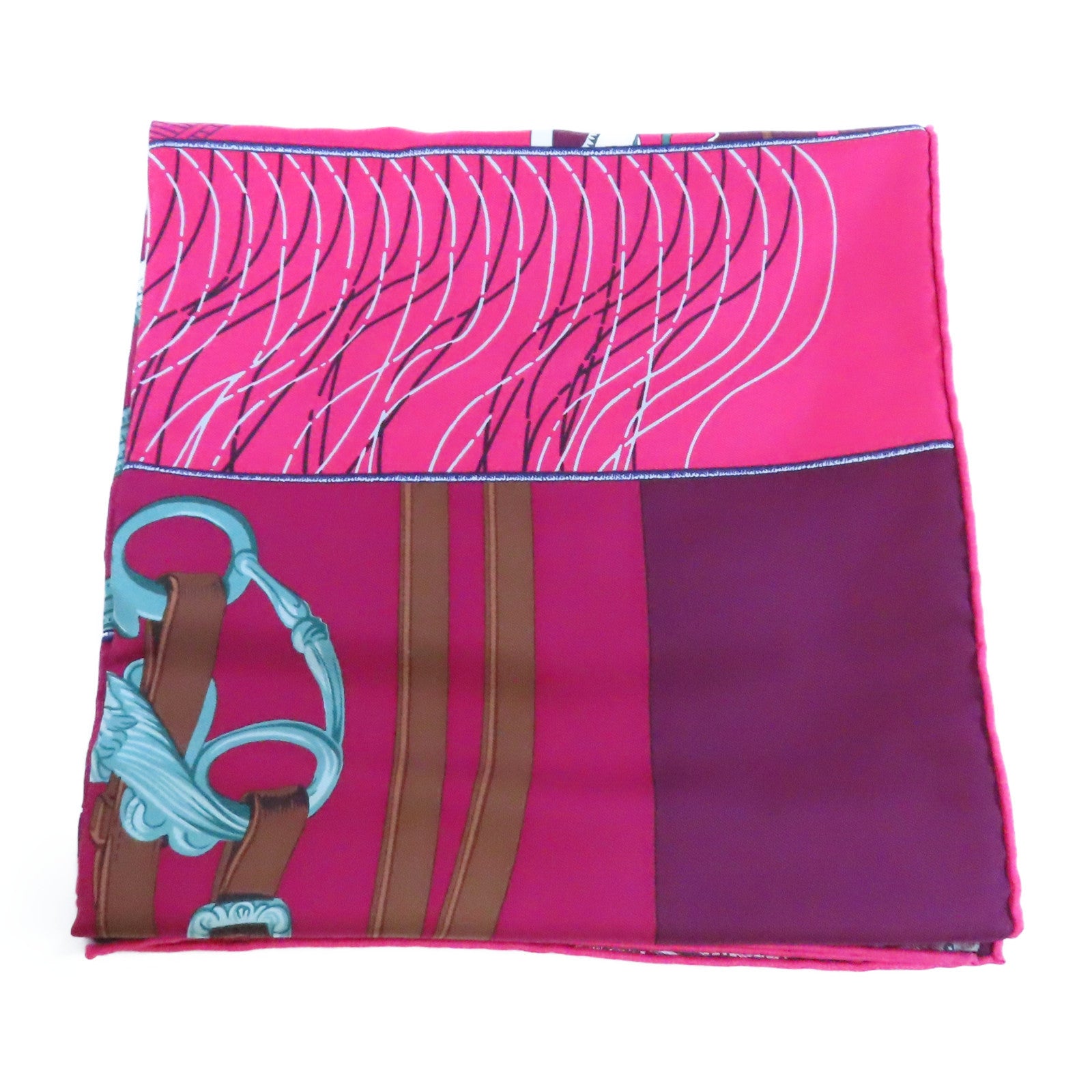 HERMES 絲質Scarf絲巾桃紅色/紫色