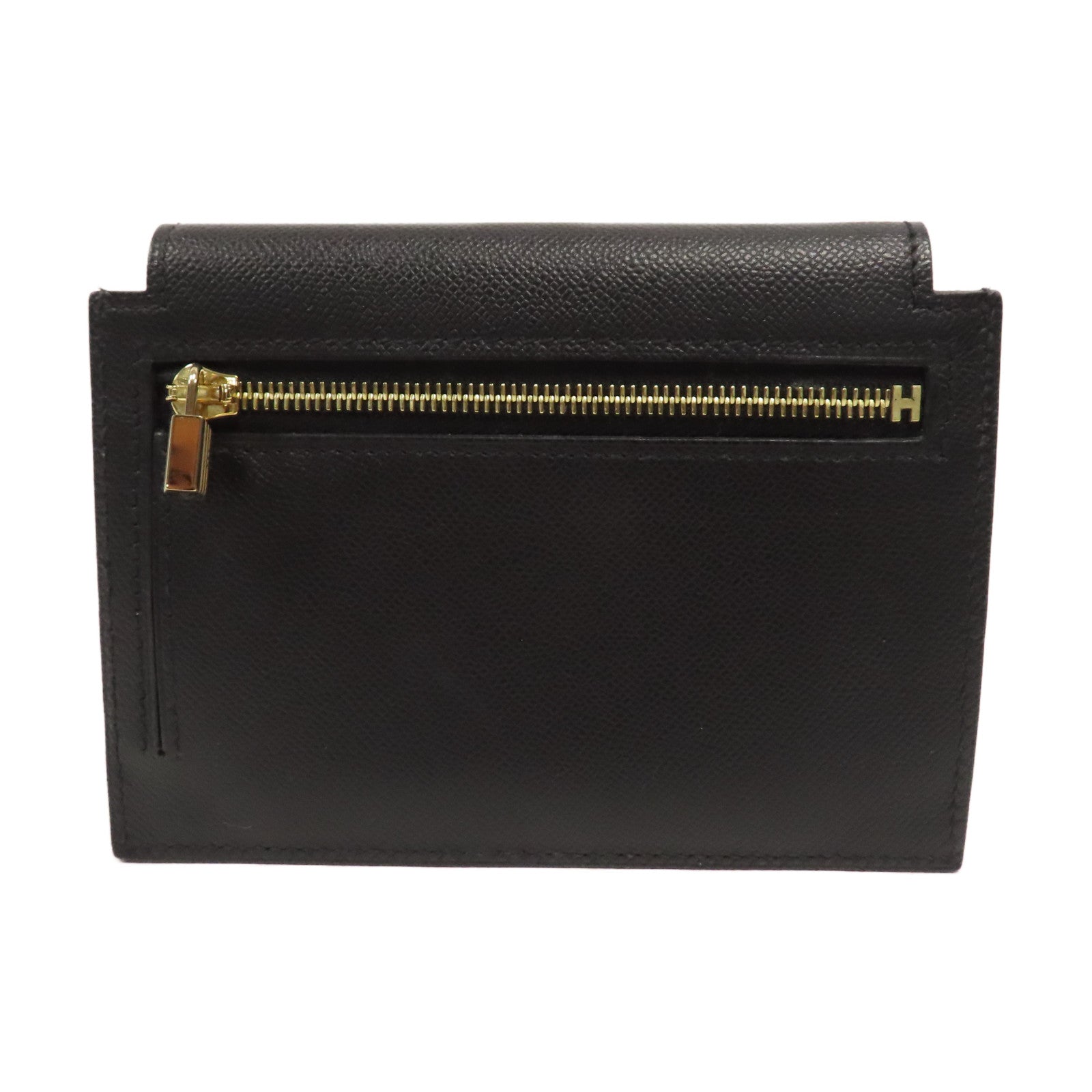 HERMES Epsom皮革Kelly Pocket金扣零錢包黑色