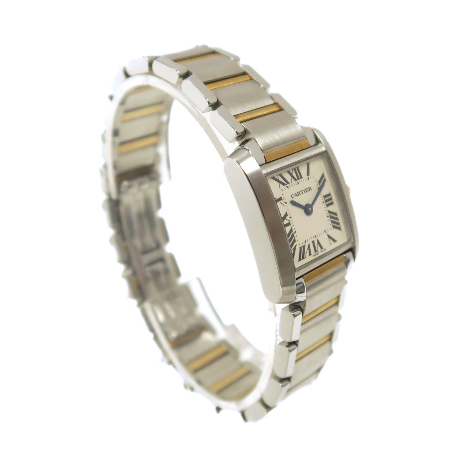 CARTIER 18K白金/黃金/不鏽鋼Tank Francaise SM石英機芯白色