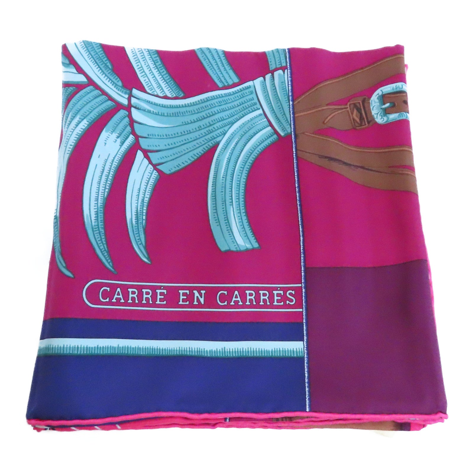 HERMES 絲質Scarf絲巾桃紅色/紫色