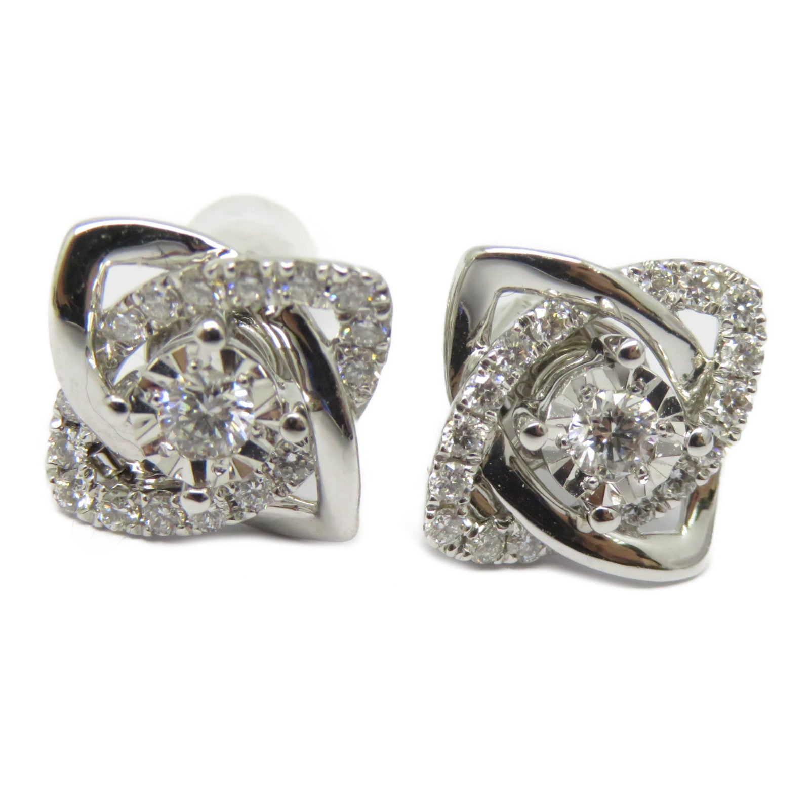 JEWELRY 14K白金Diamond Earrings 0.275/0.146ct鑽石耳環