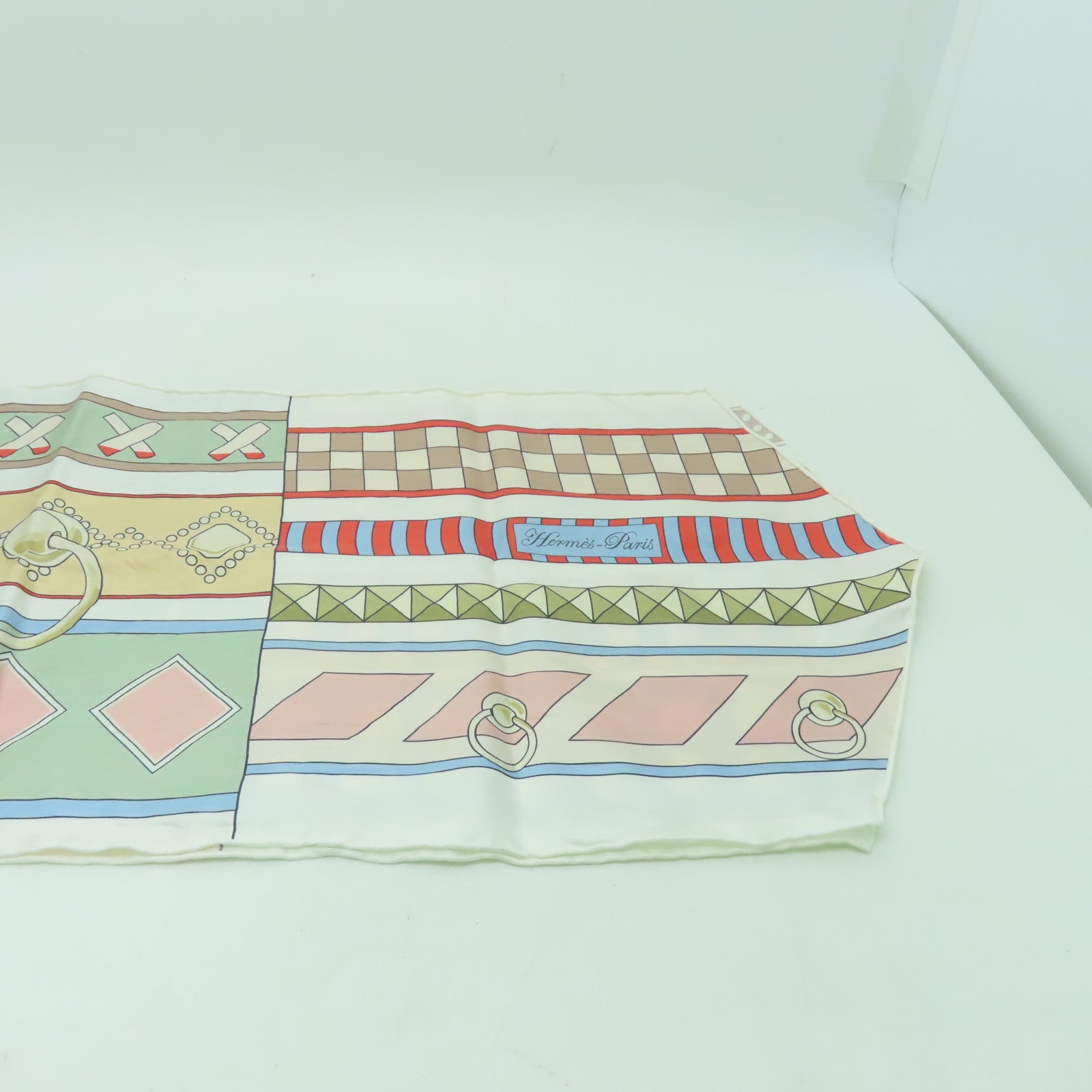 HERMES 絲質Maxi Twilly絲巾白色