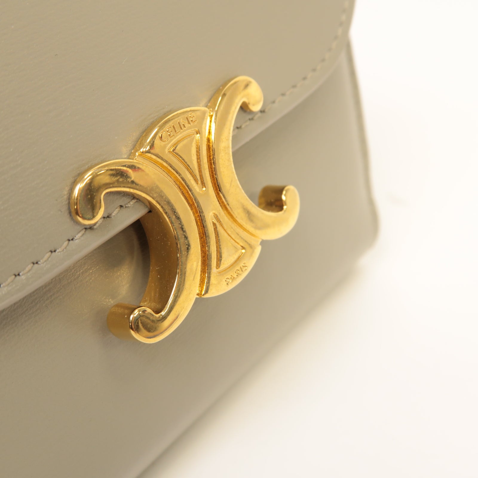 CELINE 牛皮皮革Wallet金扣錢包灰色