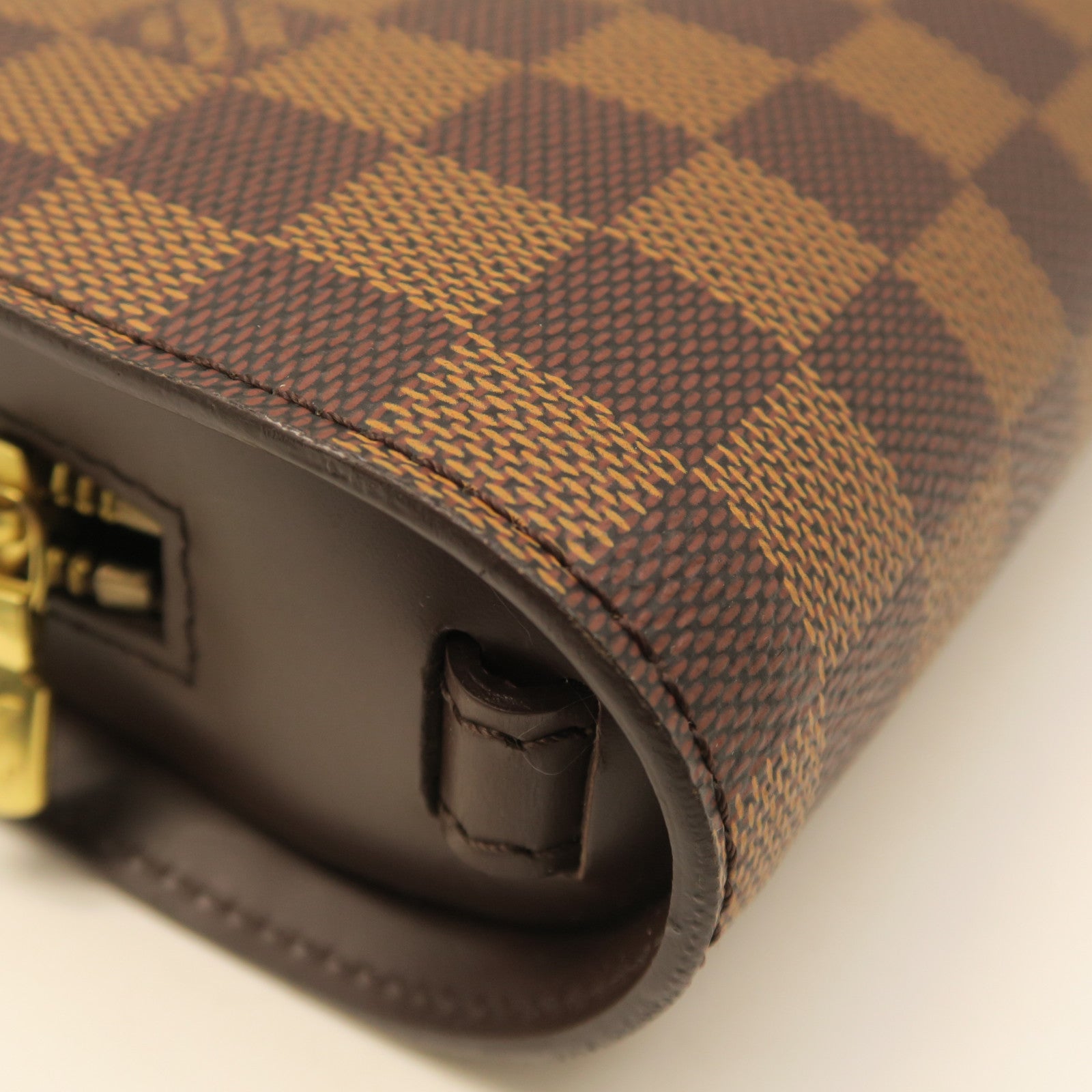LOUIS VUITTON Damier Saint Louis Gold Buckle Clutch Brown