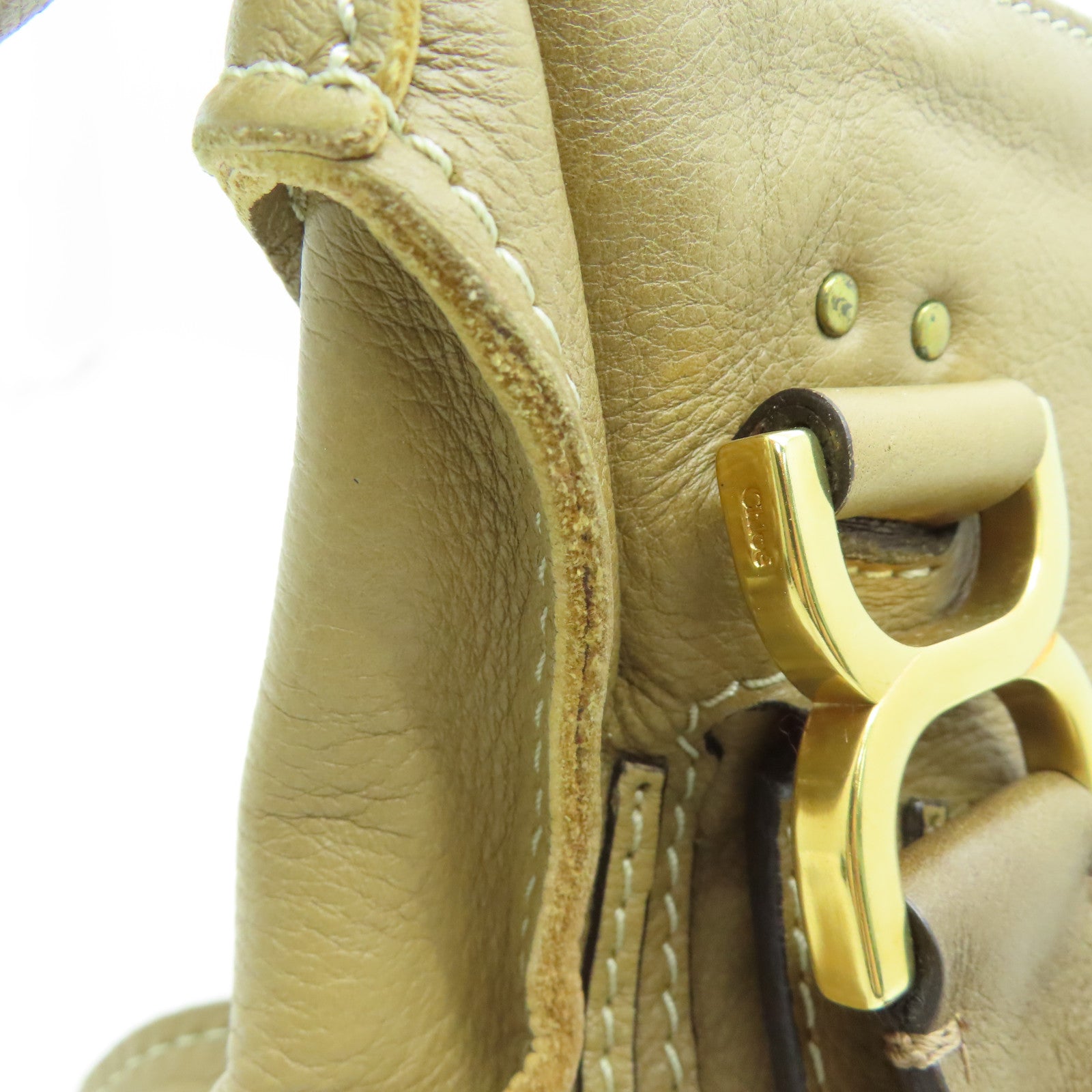 Chloe 【激减优惠】牛皮皮革Shoulder Bag金扣肩背袋啡色