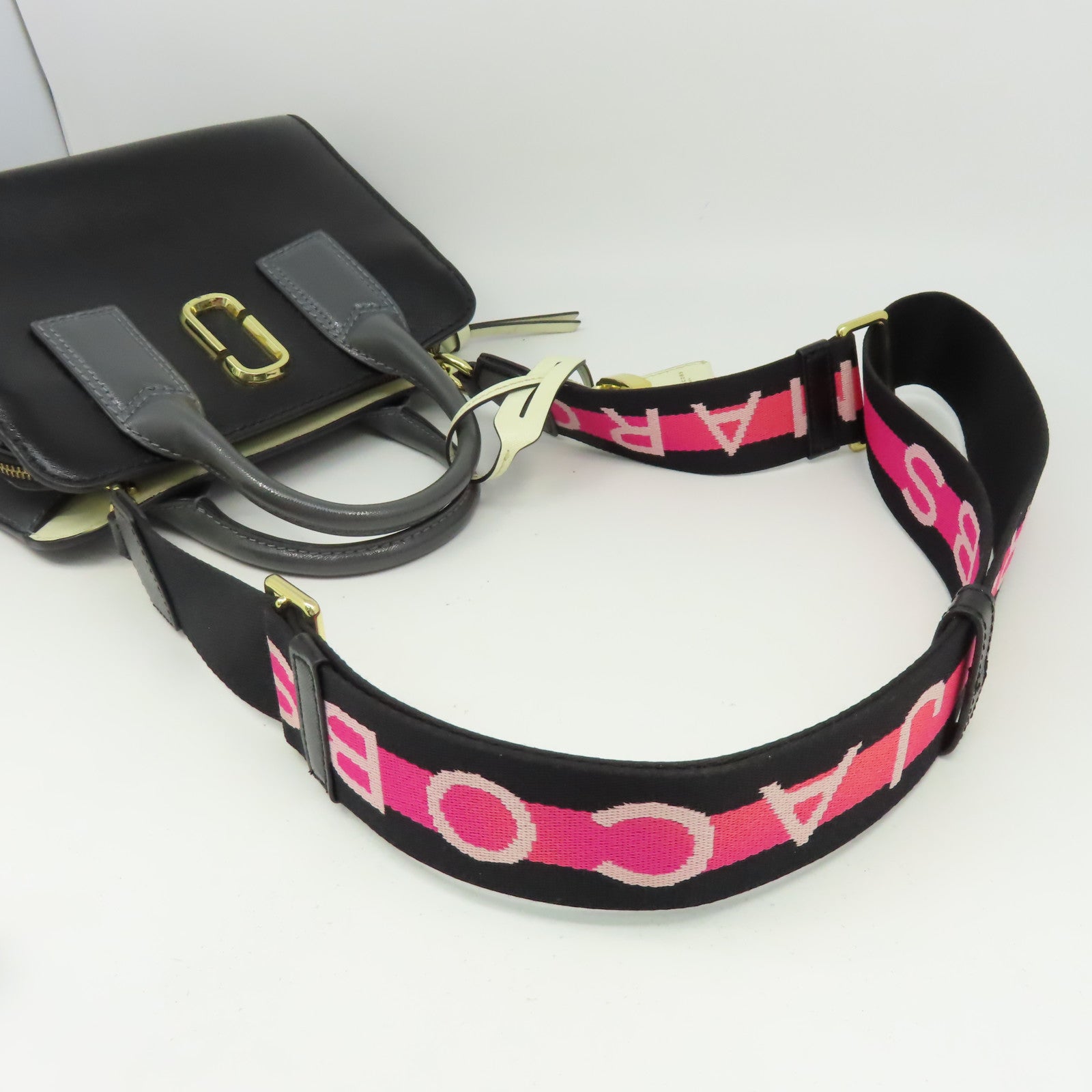 MARC JACOBS 牛皮皮革2 Way Shoulder金扣手挽肩背兩用袋黑色