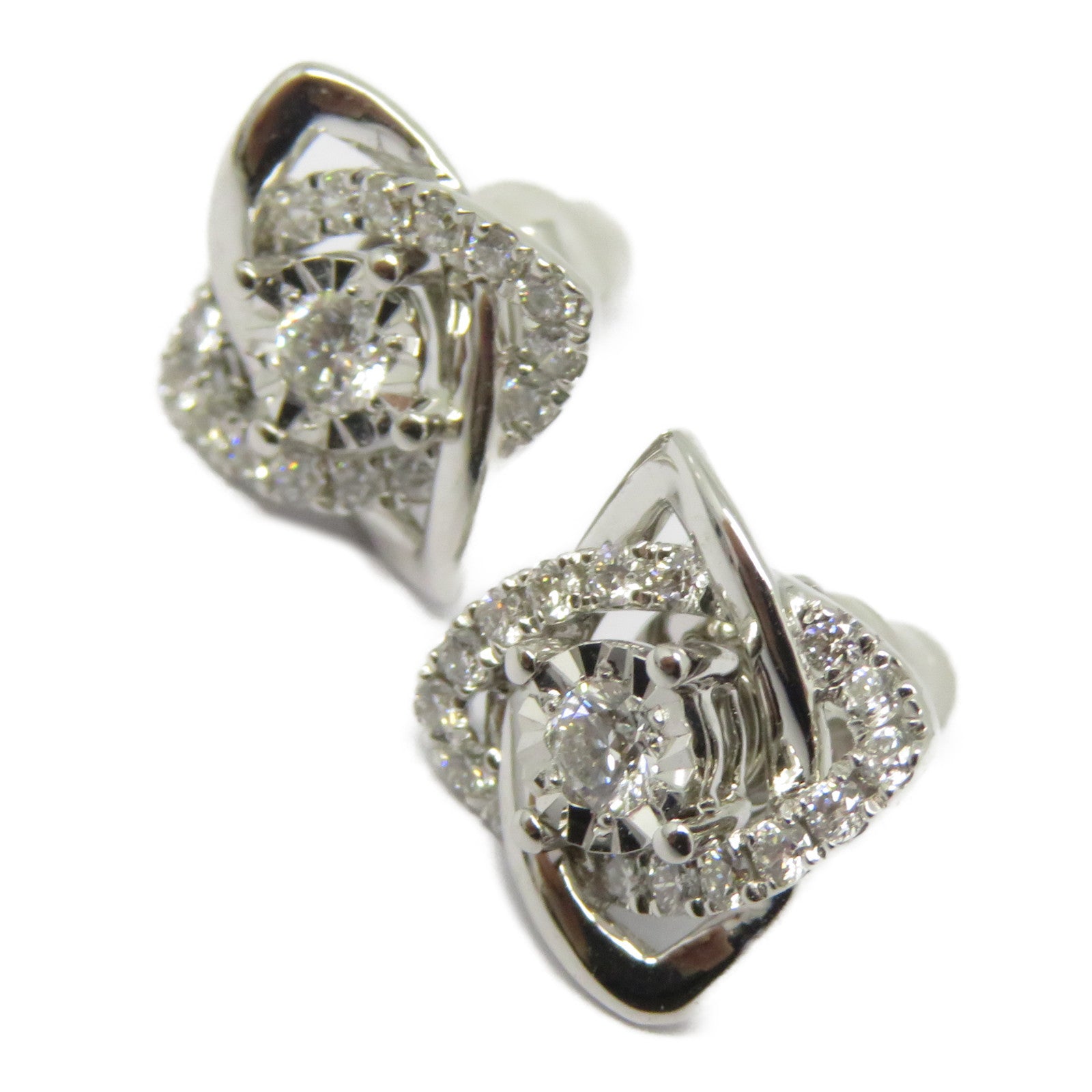 JEWELRY 14K白金Diamond Earrings 0.275/0.146ct鑽石耳環