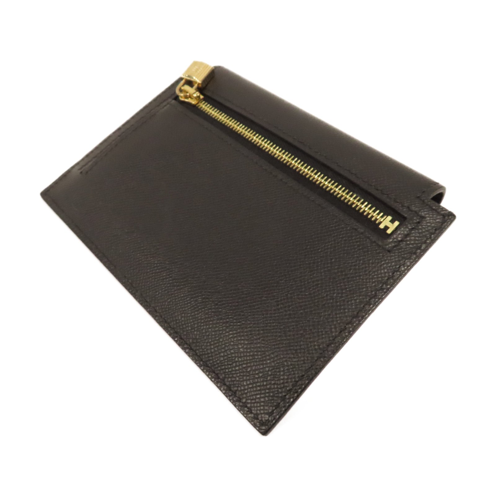 HERMES Epsom皮革Kelly Pocket金扣零錢包黑色
