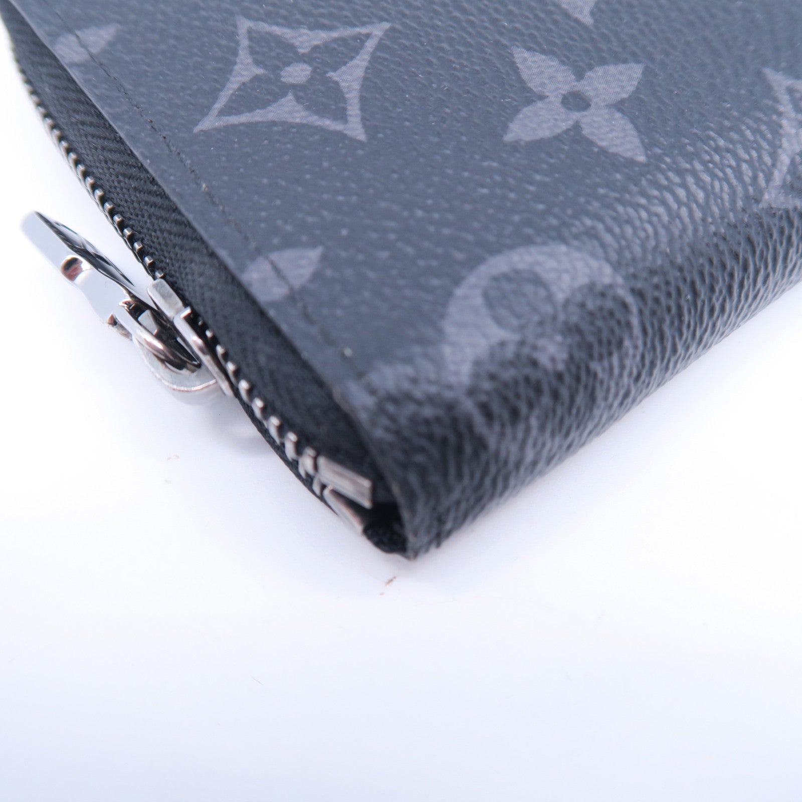LOUIS VUITTON Monogram Eclipse Zippy Vertical Wallet銀扣長錢包黑色