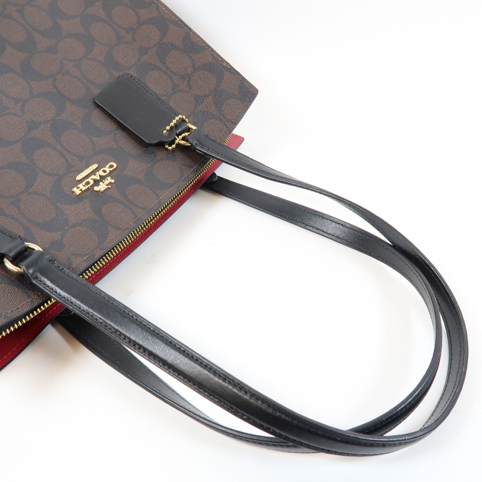 COACH 塗層帆布2 Way Shoulder Bag金扣手挽肩背兩用袋啡色