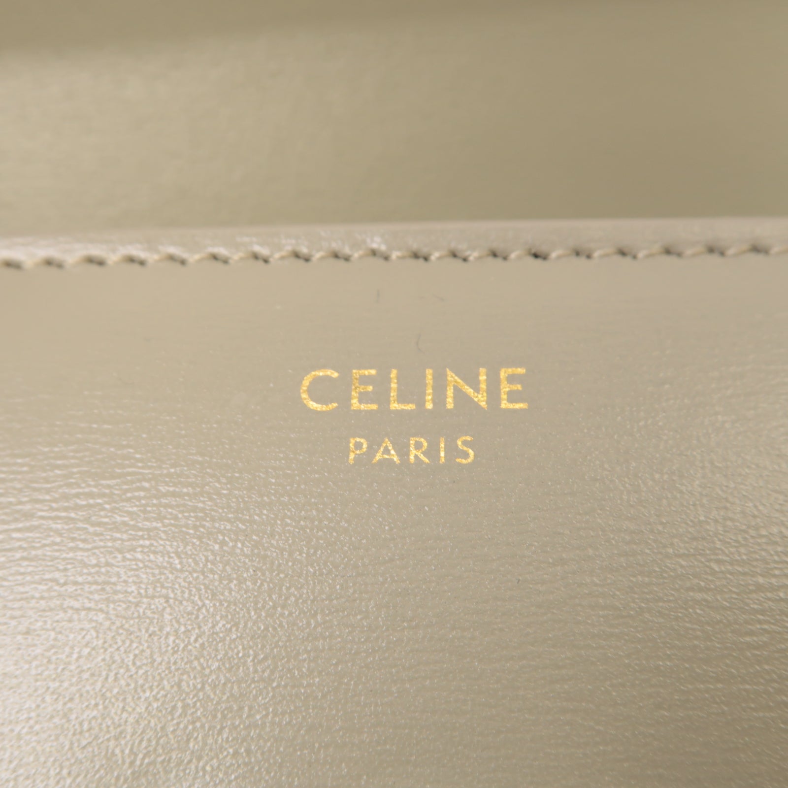 CELINE 牛皮皮革Wallet金扣錢包灰色