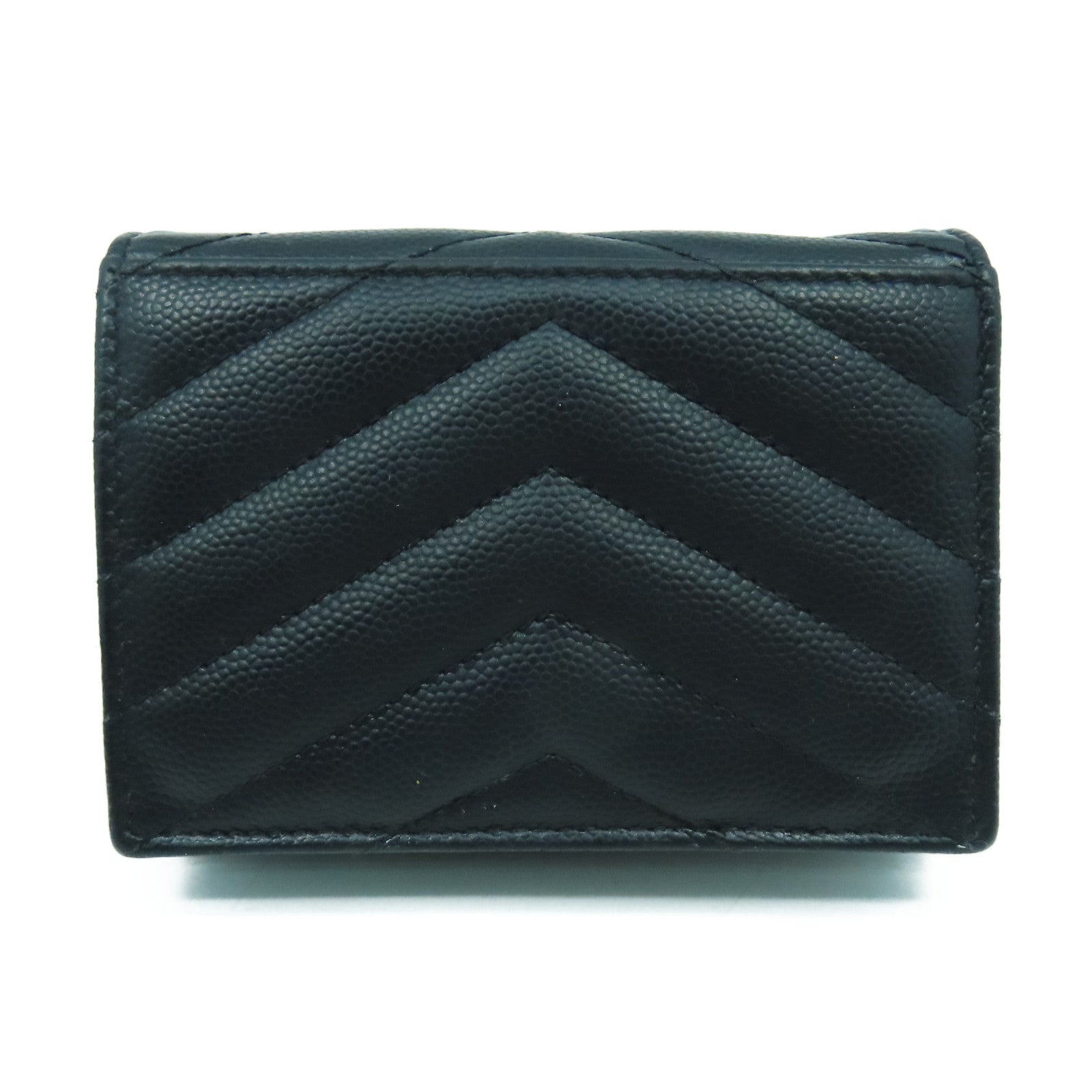 SAINT LAURENT 斜紋牛皮皮革Wallet金扣錢包黑色