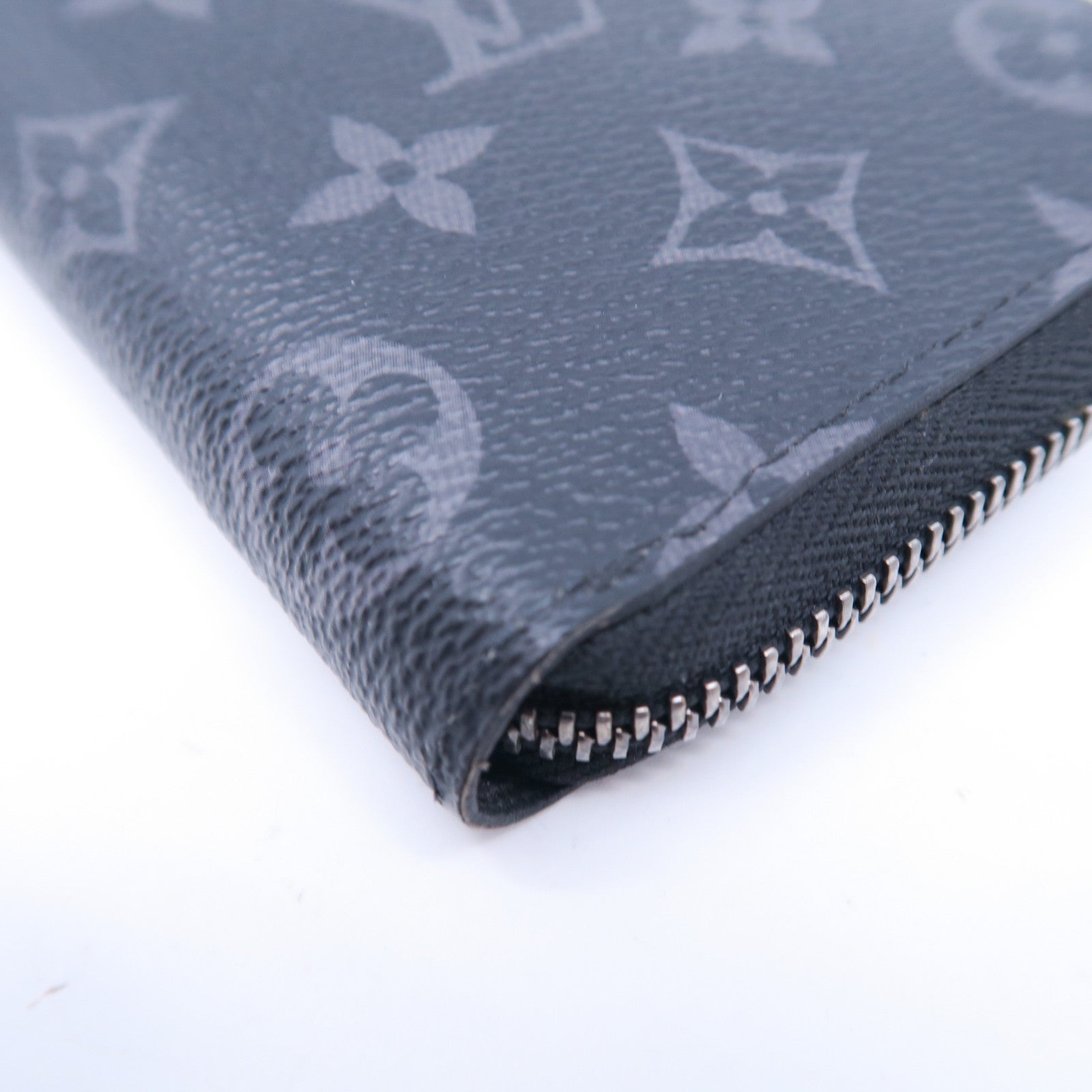 LOUIS VUITTON Monogram Eclipse Zippy Vertical Wallet銀扣長錢包黑色
