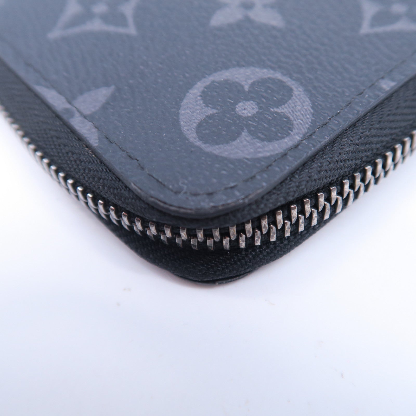 LOUIS VUITTON Monogram Eclipse Zippy Vertical Wallet銀扣長錢包黑色