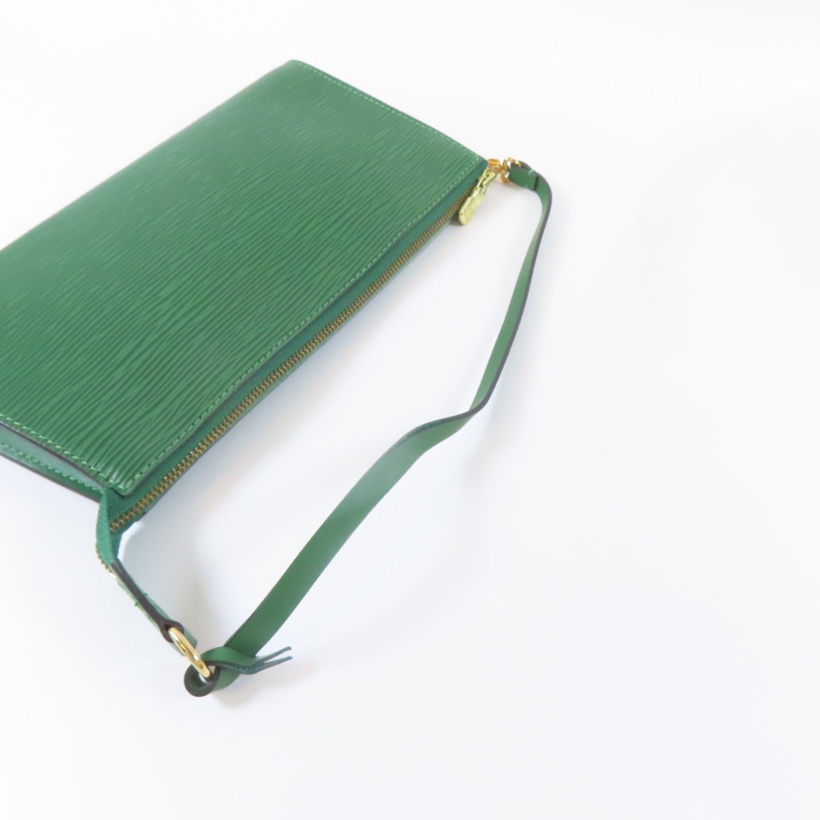 LOUIS VUITTON Epi Pochette Accessories金扣手挽袋綠色