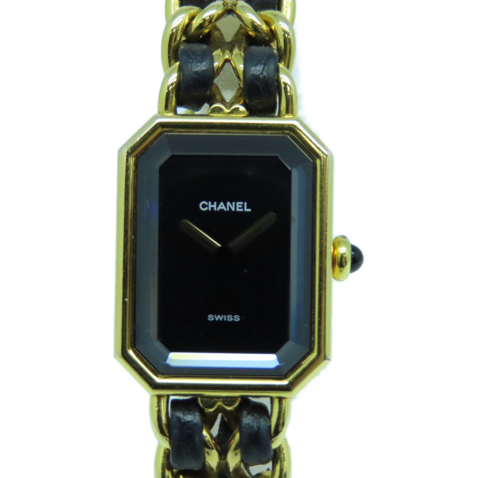 CHANEL Premiere M鍍金/皮革手錶石英機芯黑色