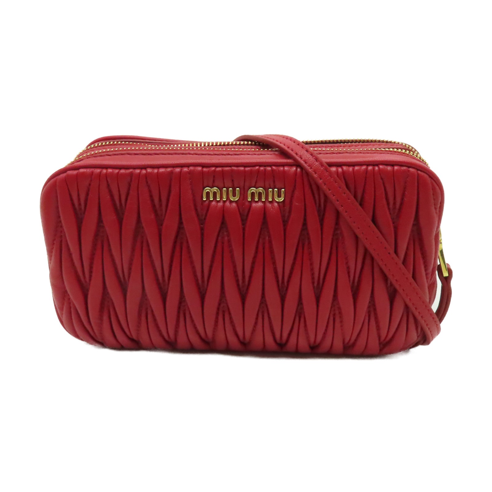 Miu Miu 羊皮皮革Shoulder Bag金扣肩背袋紅色