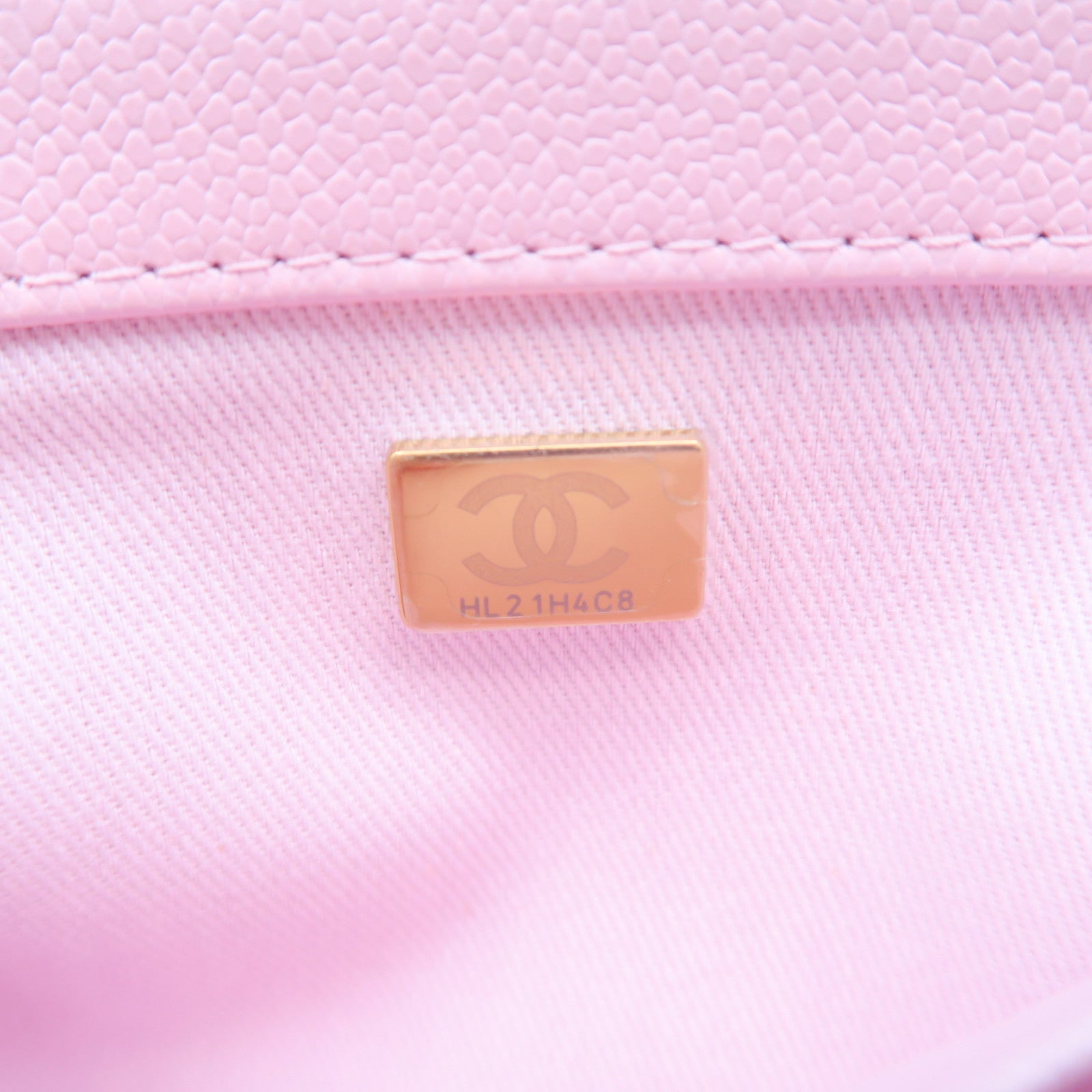 CHANEL 菱格牛皮皮革Chain Shoulder金扣鏈帶肩背袋粉紅色