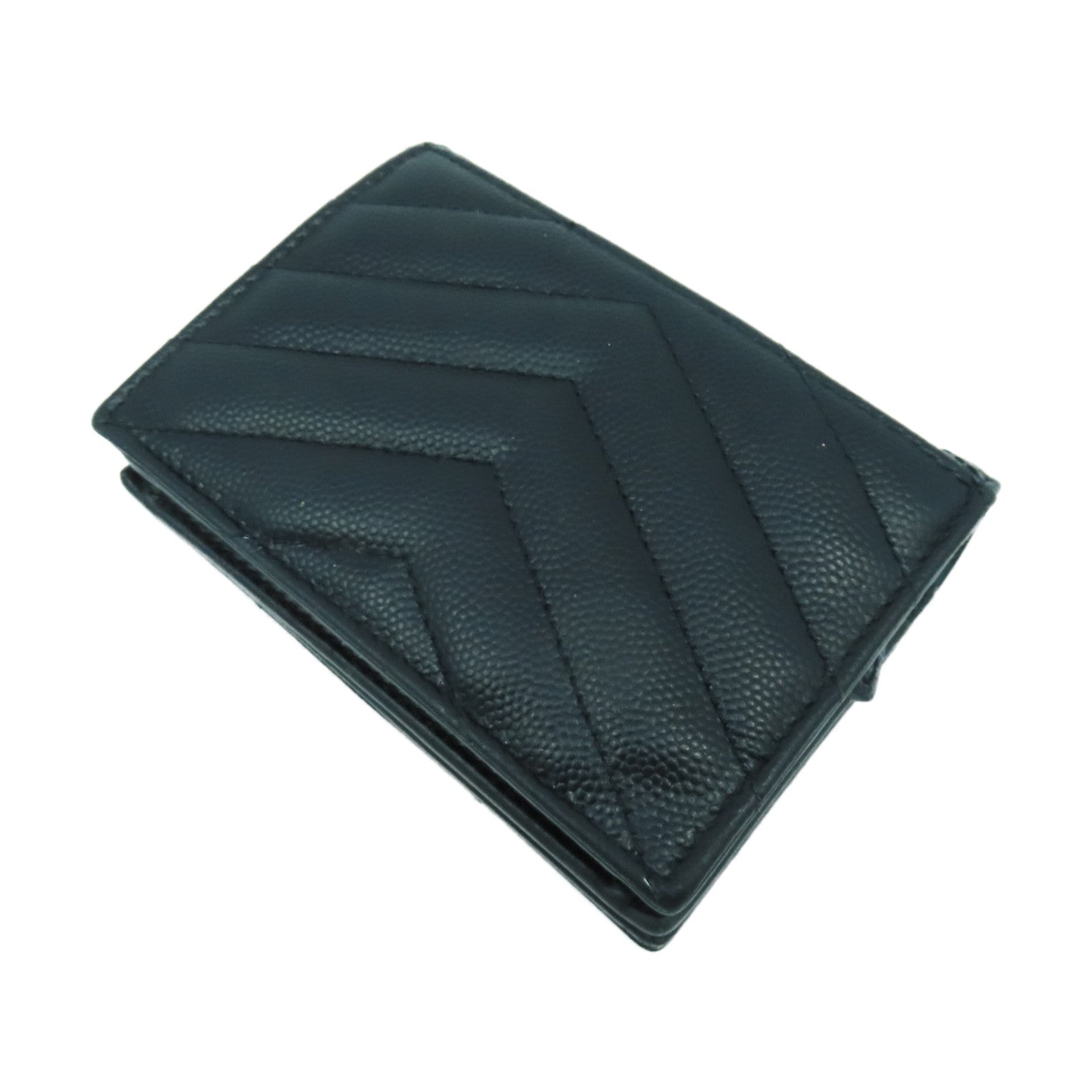 SAINT LAURENT 斜紋牛皮皮革Wallet金扣錢包黑色