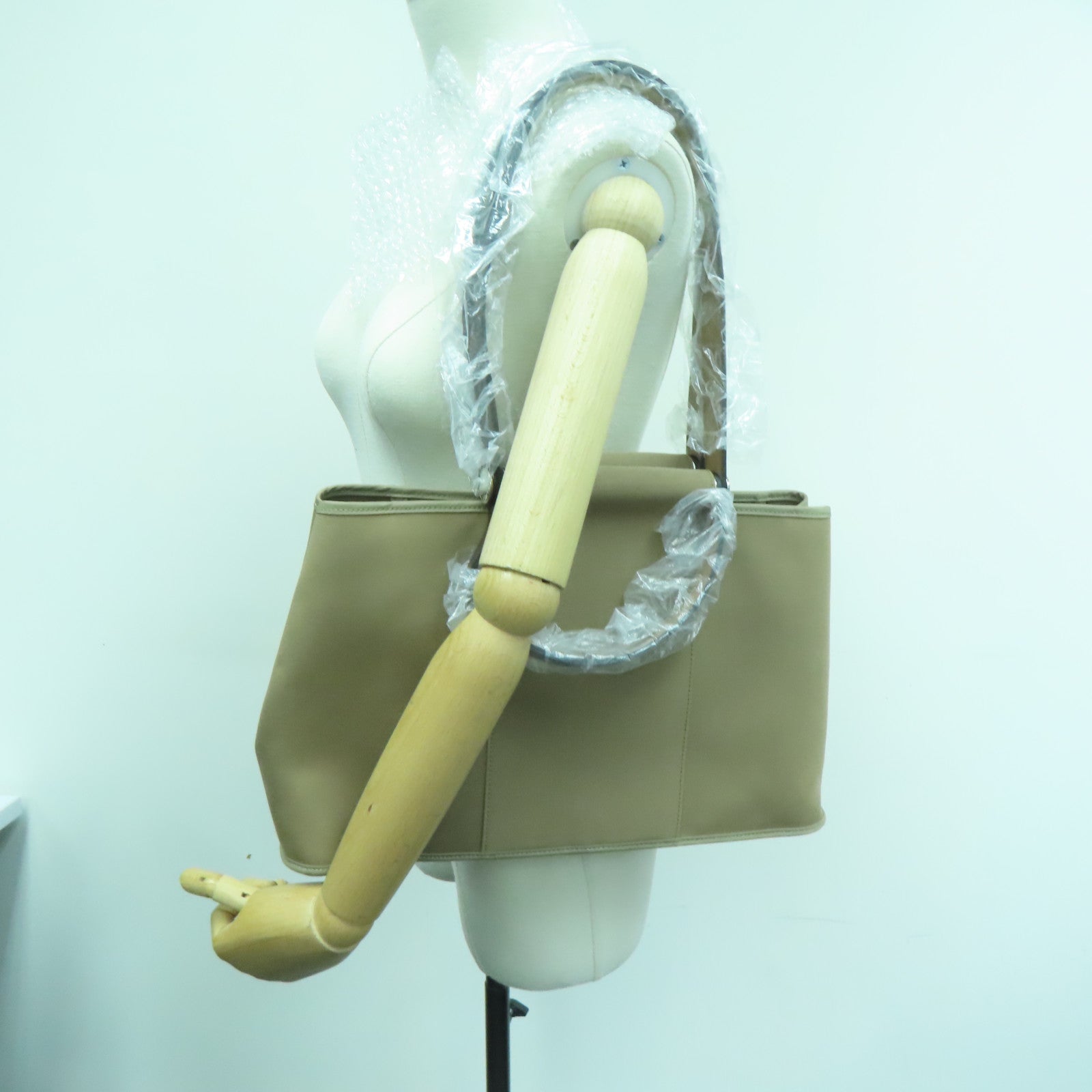 HERMES 帆布Cabag银扣手挽肩背两用袋Etoupe/啡色