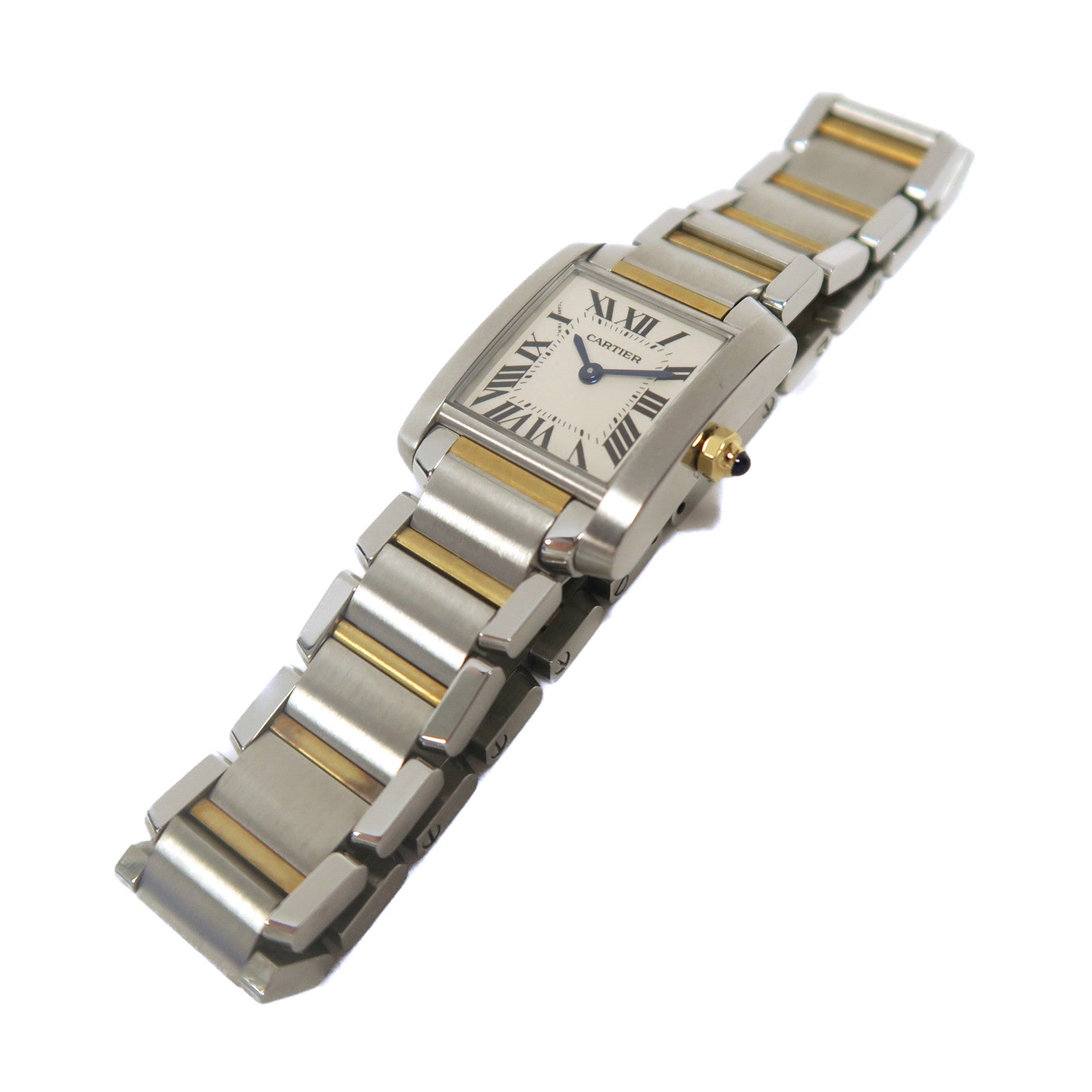 CARTIER 18K白金/黃金/不鏽鋼Tank Francaise SM石英機芯白色