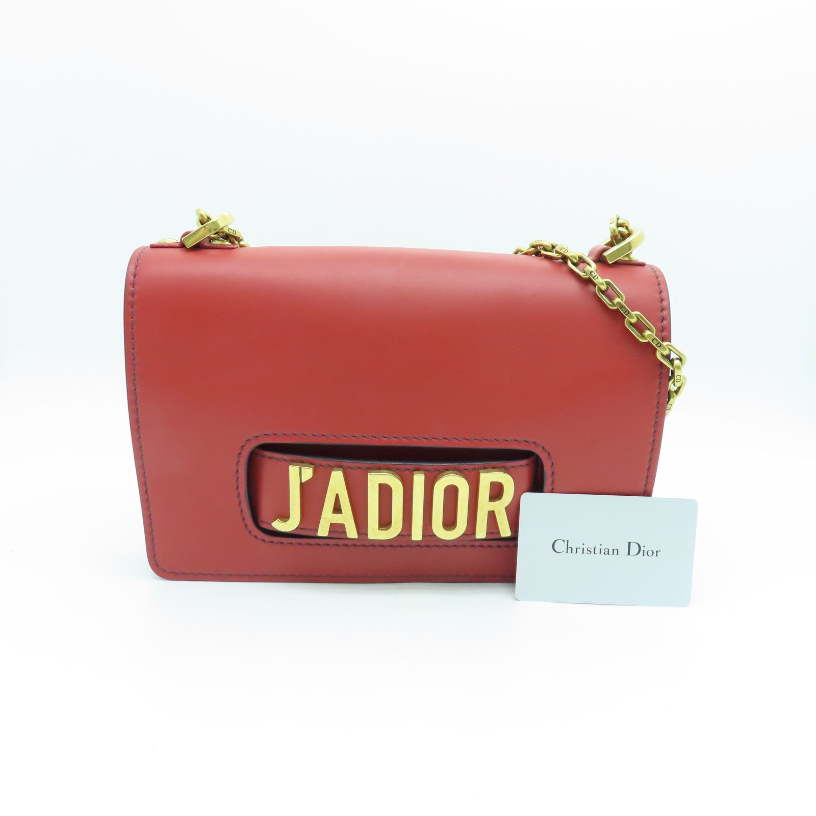 Dior cowhide leather Chain Shoulder Bag gold buckle chain shoulder bag red