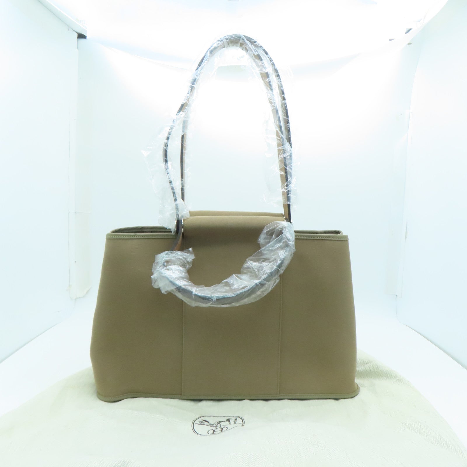 HERMES 帆布Cabag银扣手挽肩背两用袋Etoupe/啡色