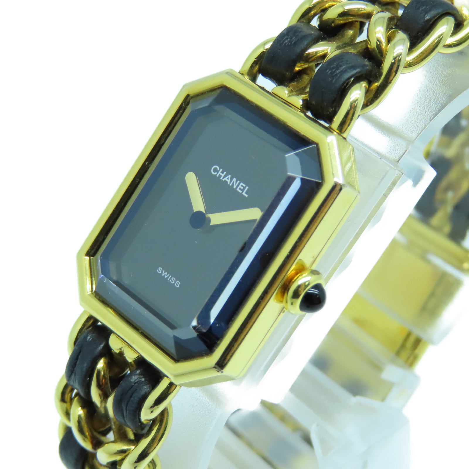 CHANEL Premiere M鍍金/皮革手錶石英機芯黑色