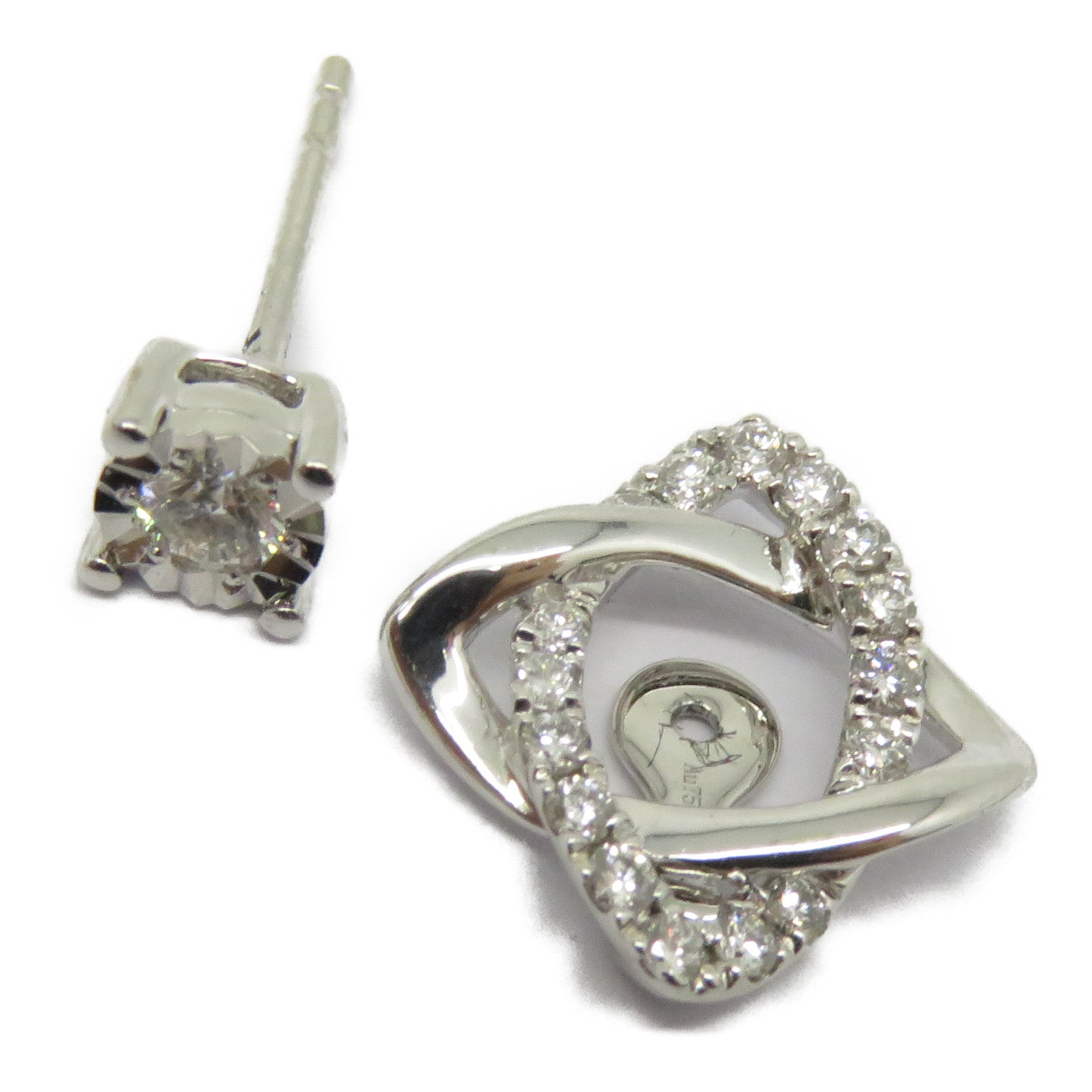 JEWELRY 14K白金Diamond Earrings 0.275/0.146ct鑽石耳環