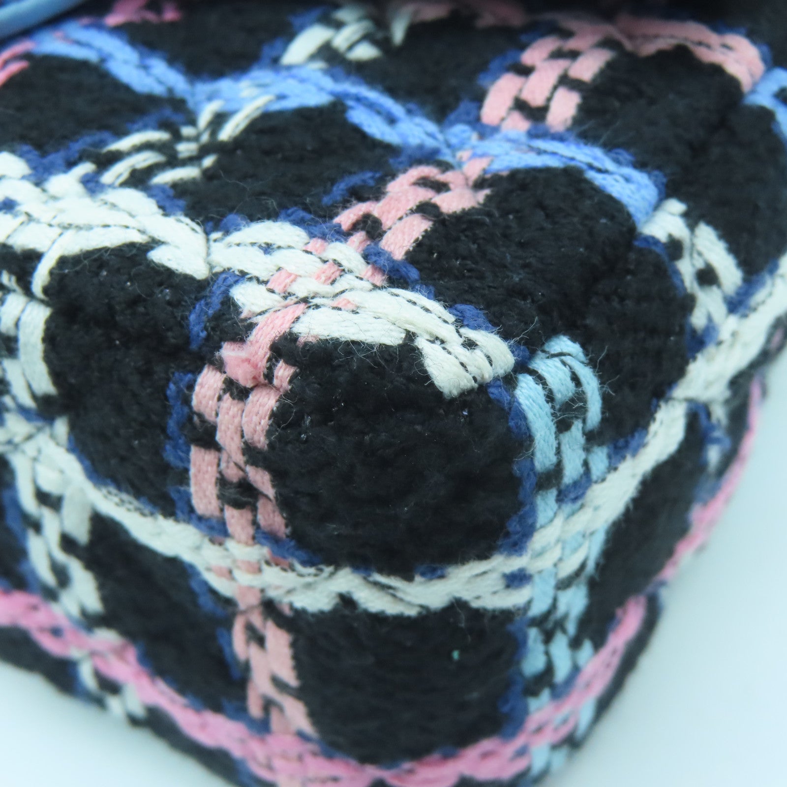 CHANEL Wool/Tweed Mini Flap Bag Gold Buckle Chain Shoulder Bag Black/Pink/Light Blue/White
