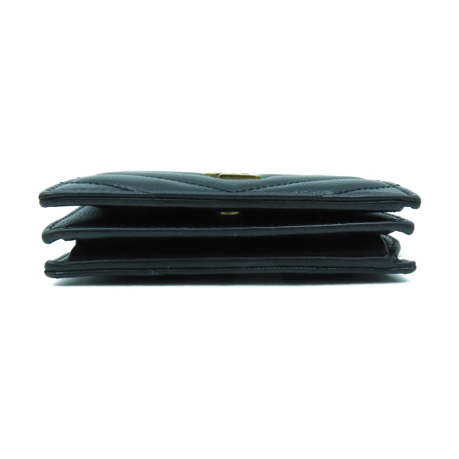 SAINT LAURENT 斜紋牛皮皮革Wallet金扣錢包黑色
