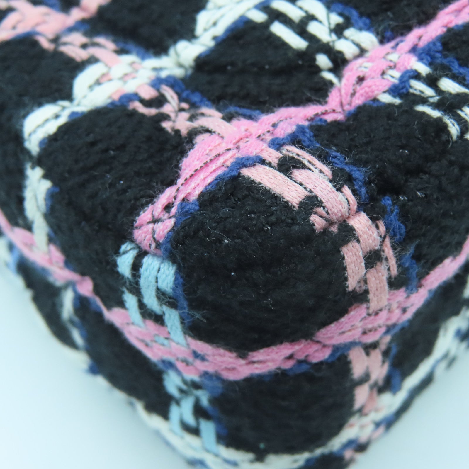 CHANEL Wool/Tweed Mini Flap Bag Gold Buckle Chain Shoulder Bag Black/Pink/Light Blue/White