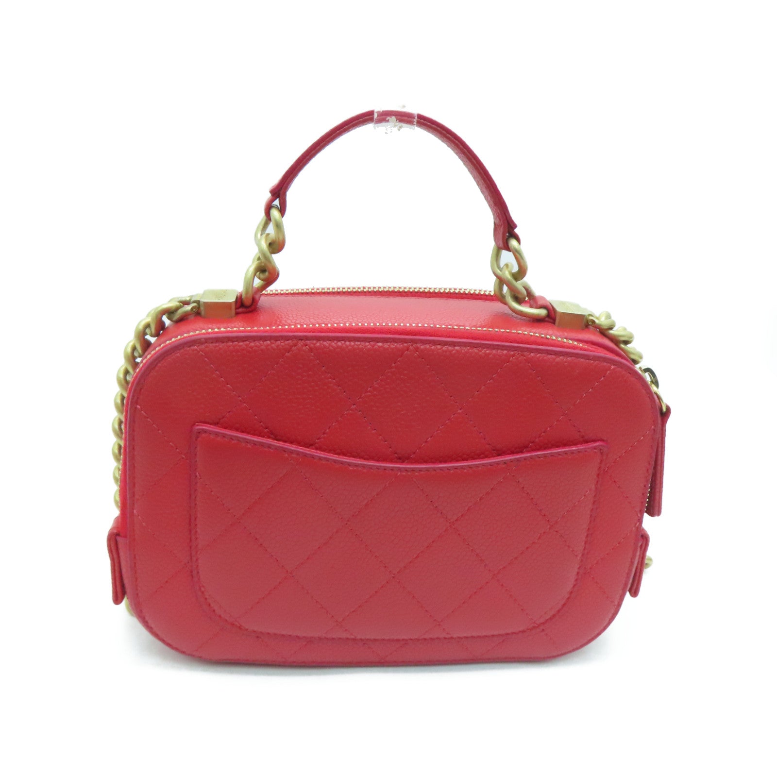 CHANEL Lingge Caviar Leather Affinity Camera Case Gold Buckle Chain Handle Shoulder Back Dual-purpose Bag Red