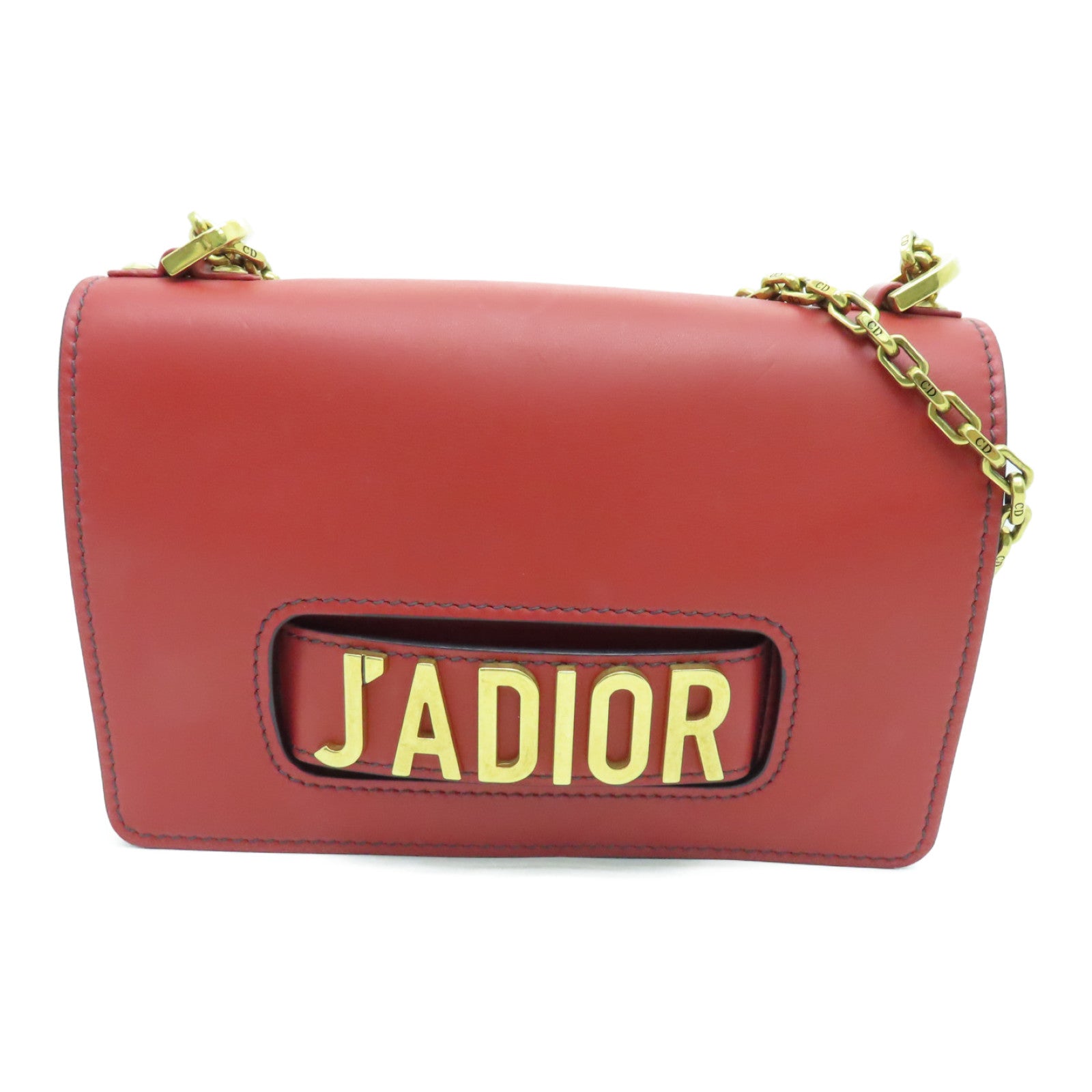 Dior cowhide leather Chain Shoulder Bag gold buckle chain shoulder bag red