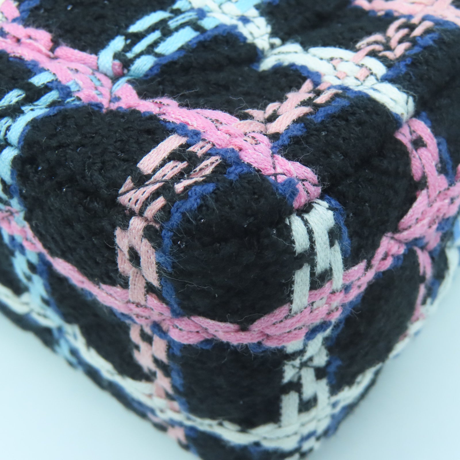 CHANEL Wool/Tweed Mini Flap Bag Gold Buckle Chain Shoulder Bag Black/Pink/Light Blue/White