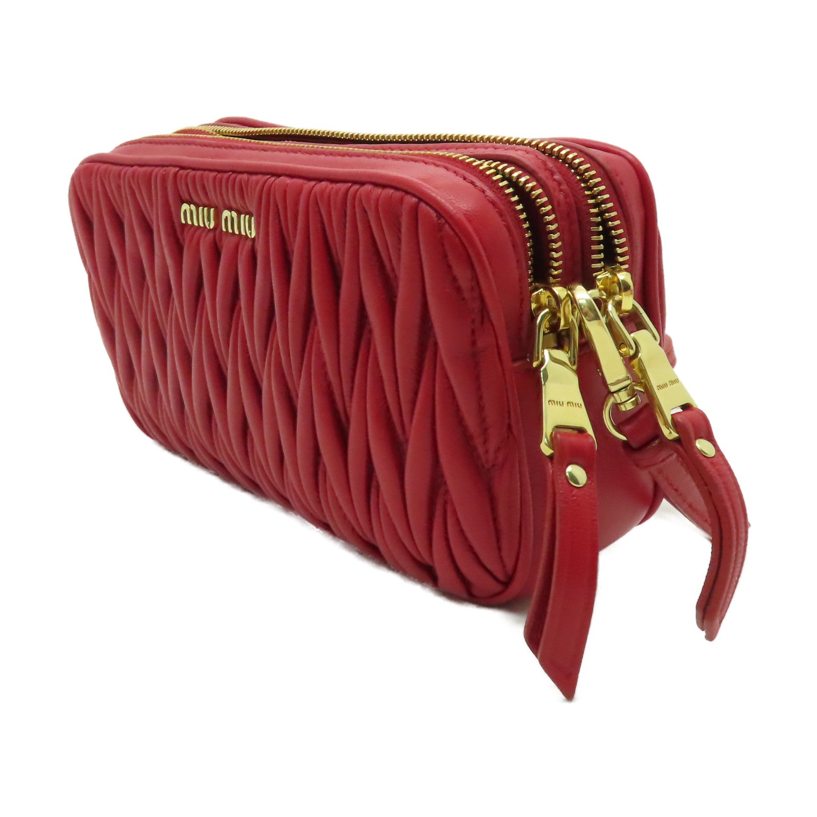 Miu Miu 羊皮皮革Shoulder Bag金扣肩背袋紅色