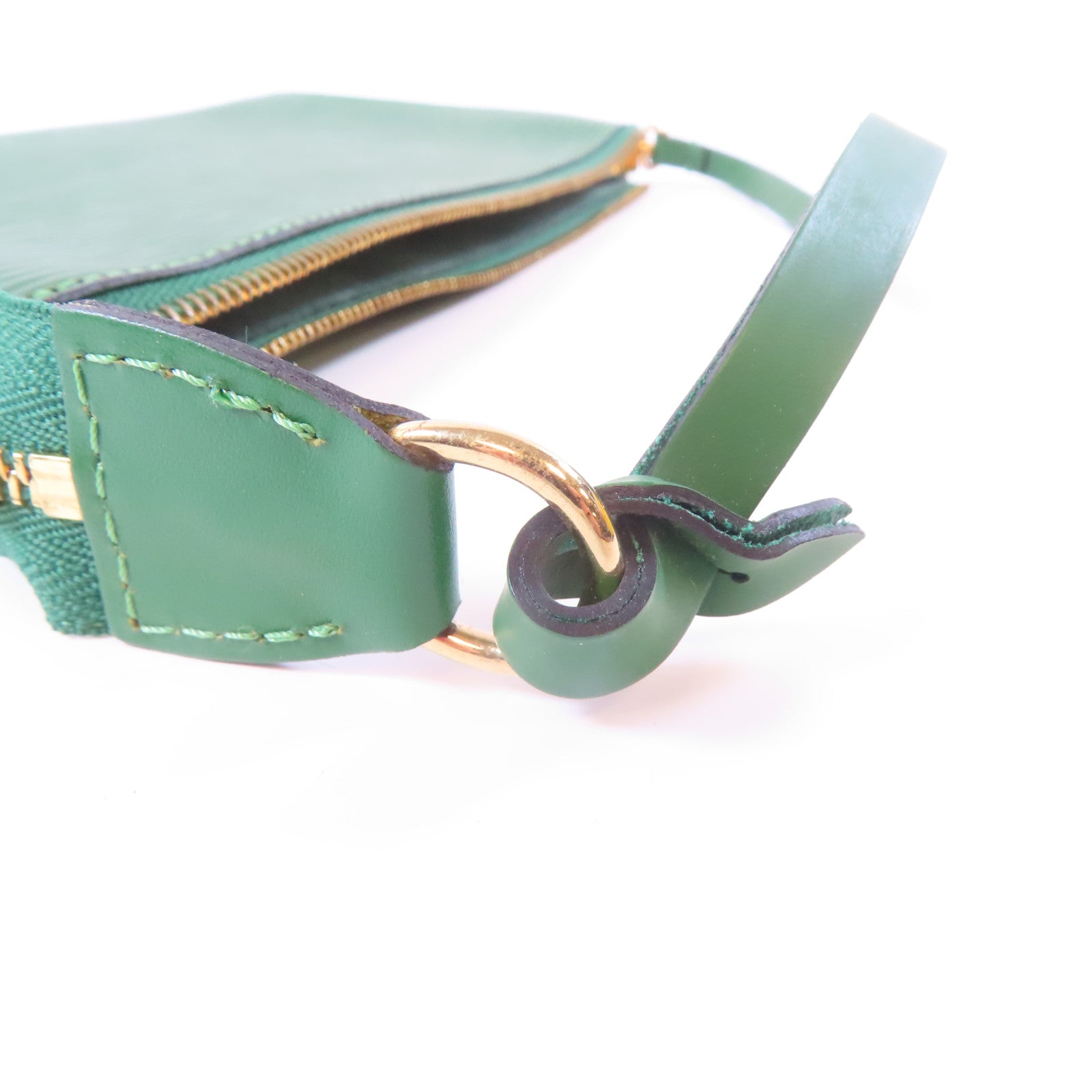 LOUIS VUITTON Epi Pochette Accessories金扣手挽袋綠色
