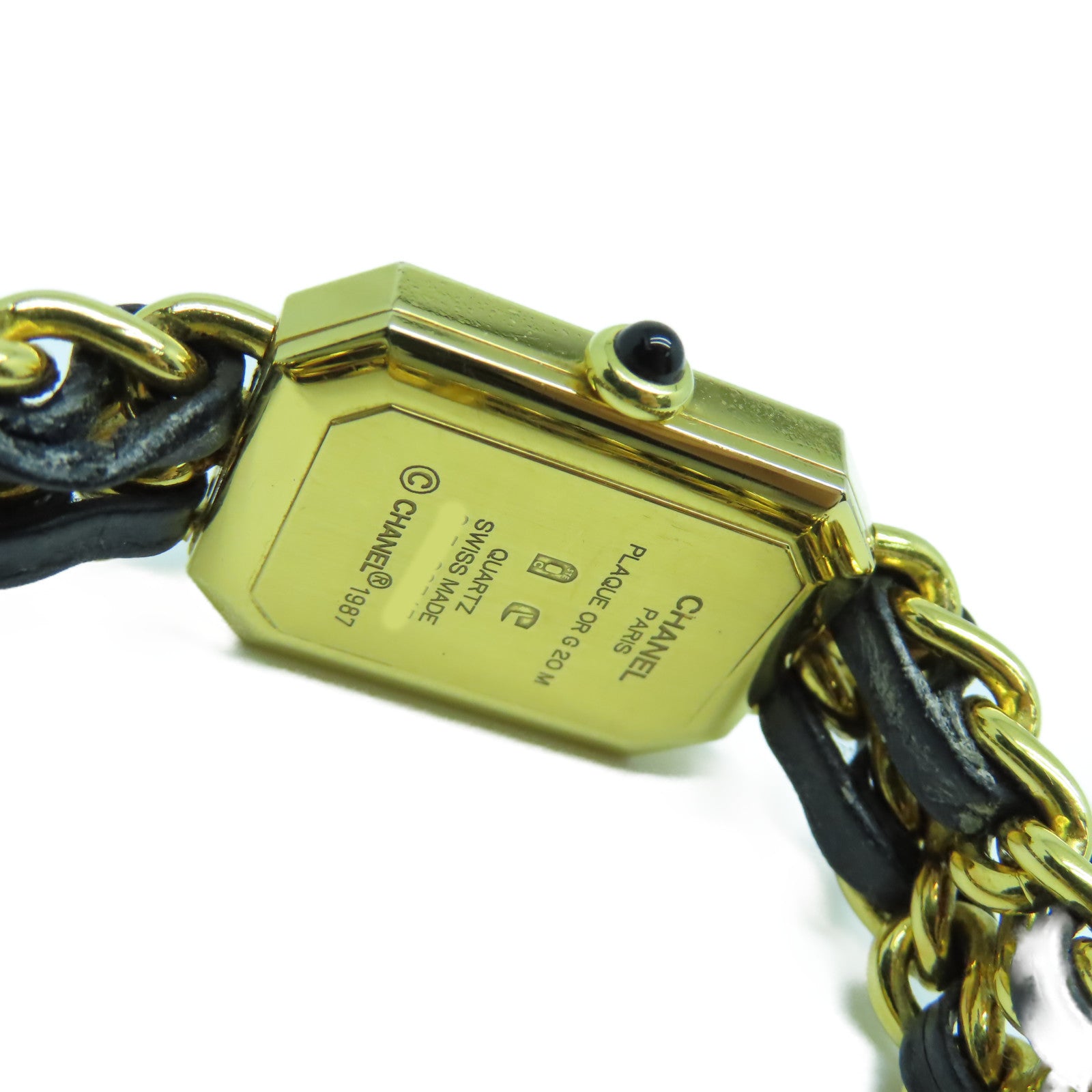 CHANEL Premiere M鍍金/皮革手錶石英機芯黑色