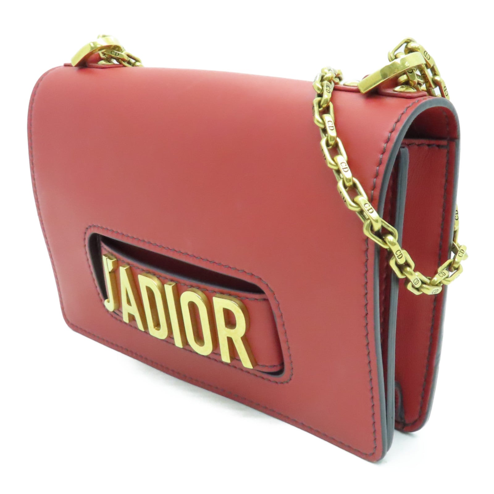 Dior cowhide leather Chain Shoulder Bag gold buckle chain shoulder bag red