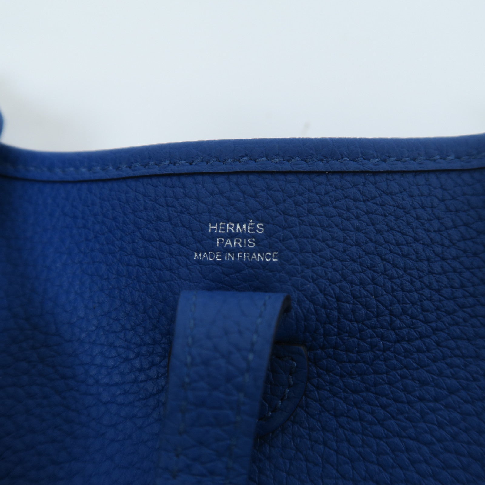 HERMES Clemence皮革Evelyne TPM銀扣肩背袋法國藍色