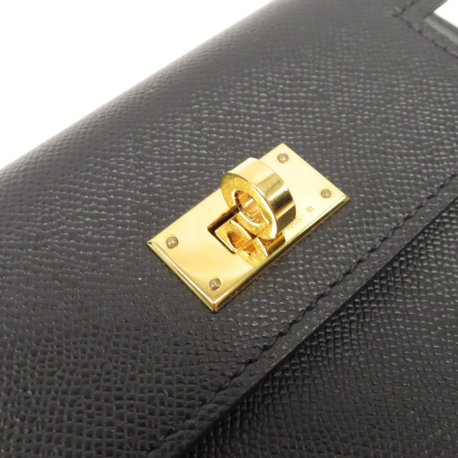 HERMES Epsom皮革Kelly Pocket金扣零錢包黑色
