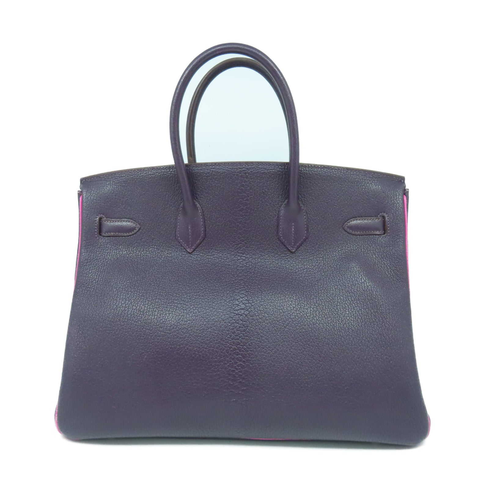 HERMES Chevre皮革Birkin 35銀扣手挽袋葡萄乾紫色