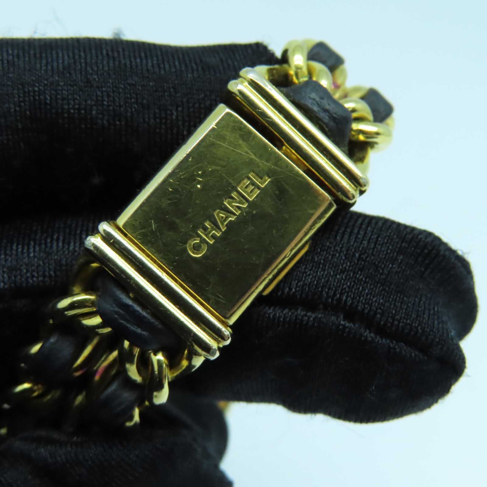 CHANEL Premiere M鍍金/皮革手錶石英機芯黑色