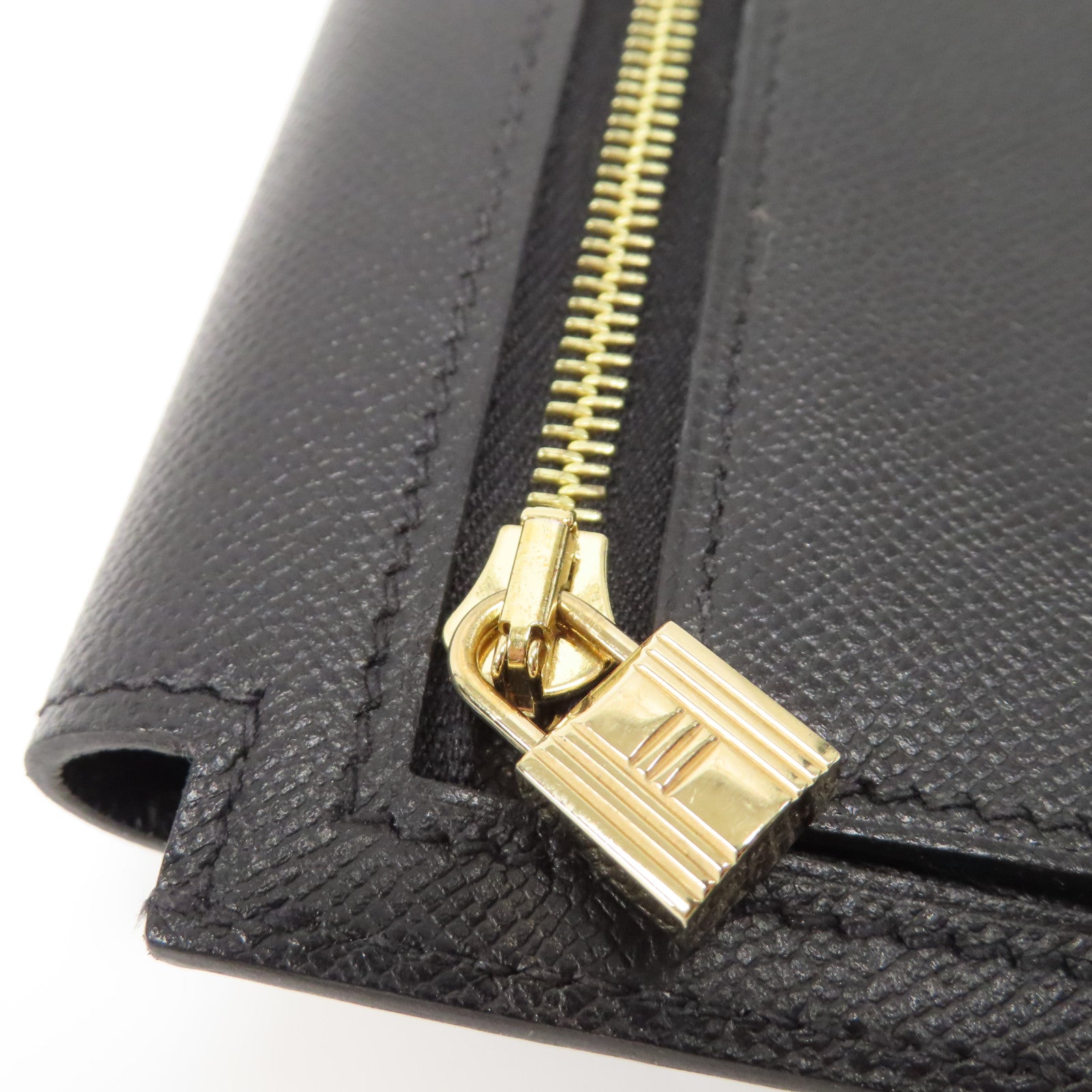 HERMES Epsom皮革Kelly Pocket金扣零錢包黑色