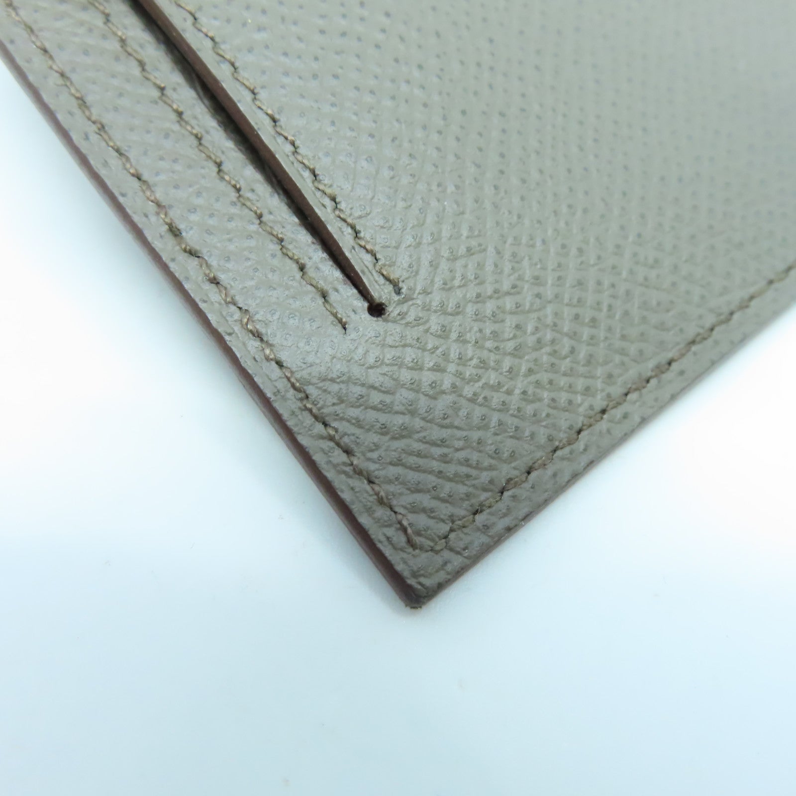 HERMES Veau Epsom皮革Kelly Pocket金扣錢包錫器灰色
