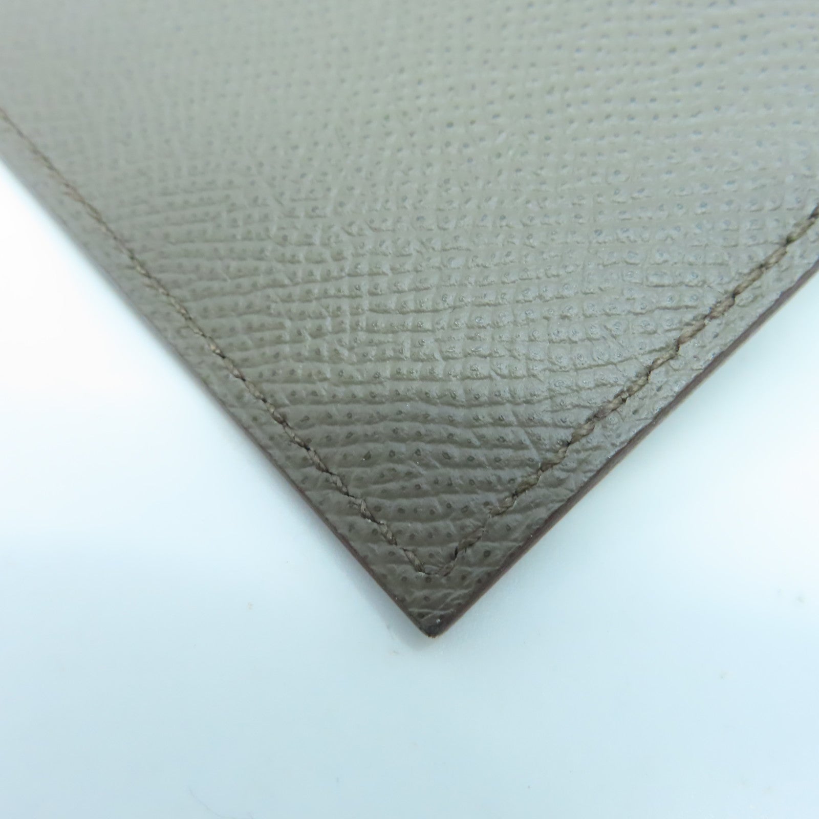 HERMES Veau Epsom皮革Kelly Pocket金扣錢包錫器灰色